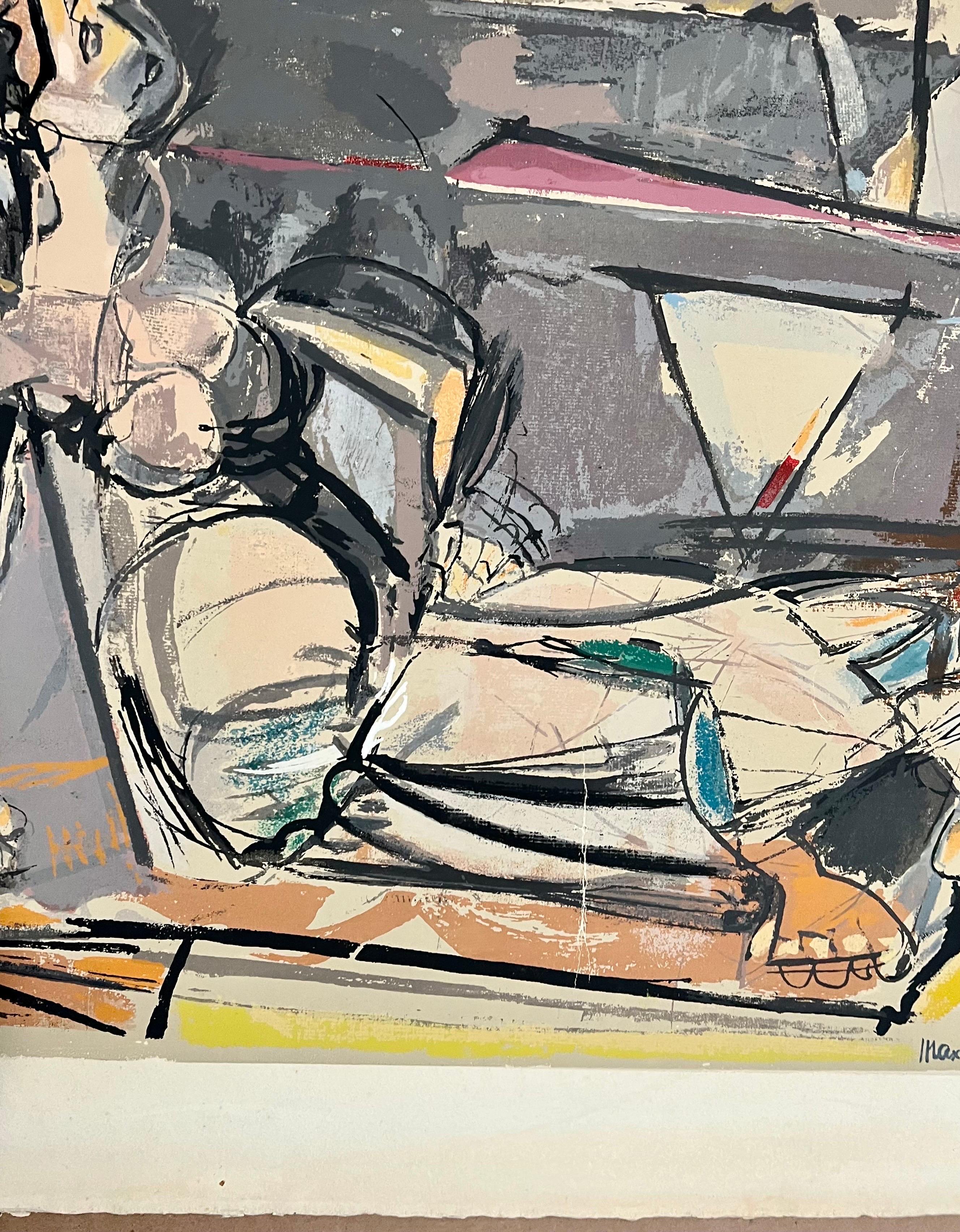 American Modernist Cubist Lithograph Screenprint 