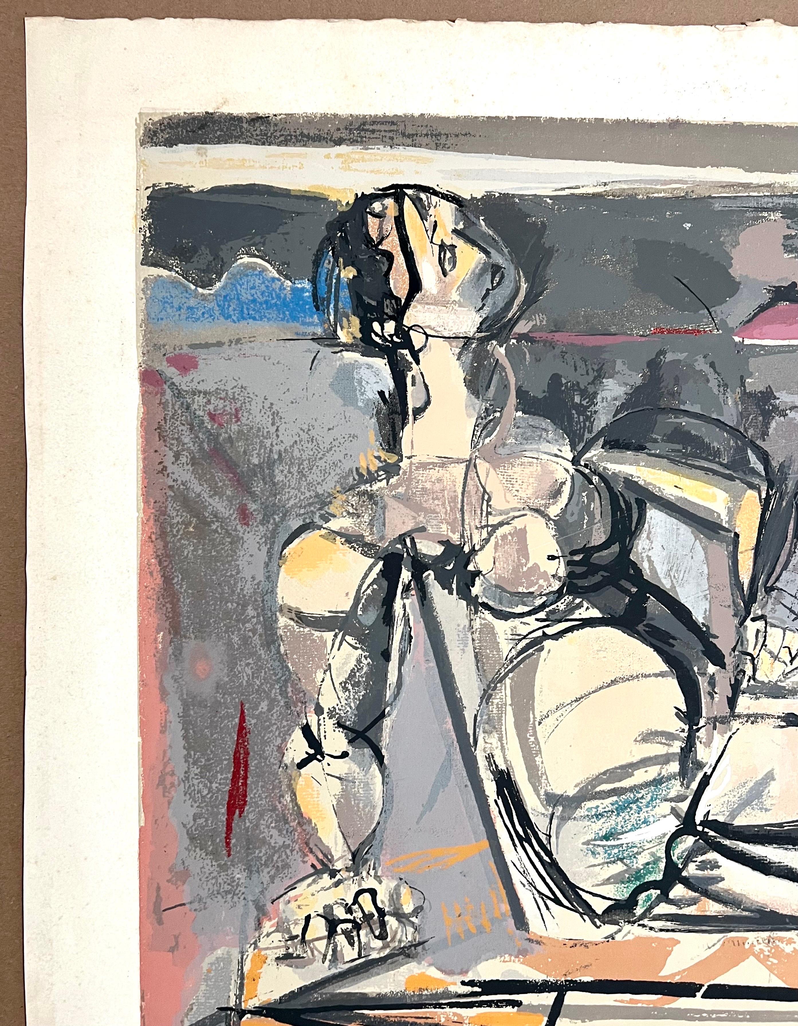 Kubistische Lithographie der amerikanischen Moderne, Siebdruck „Reclining Woman“ Max Weber im Angebot 7