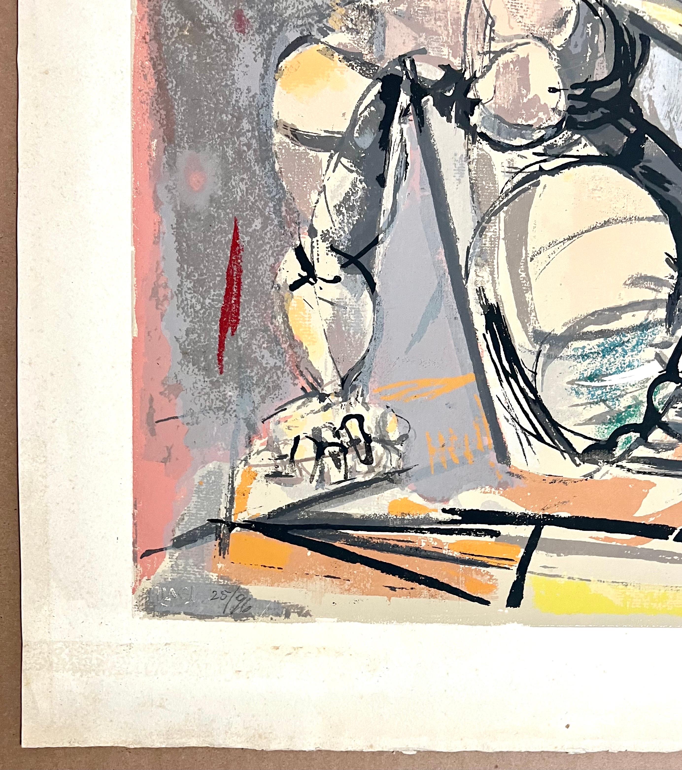Sérigraphie cubiste moderniste américaine « Reclining Woman » de Max Weber en vente 8