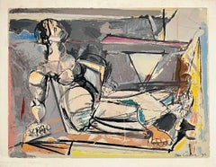 American Modernist Cubist Lithograph Screenprint "Reclining Woman" Max Weber