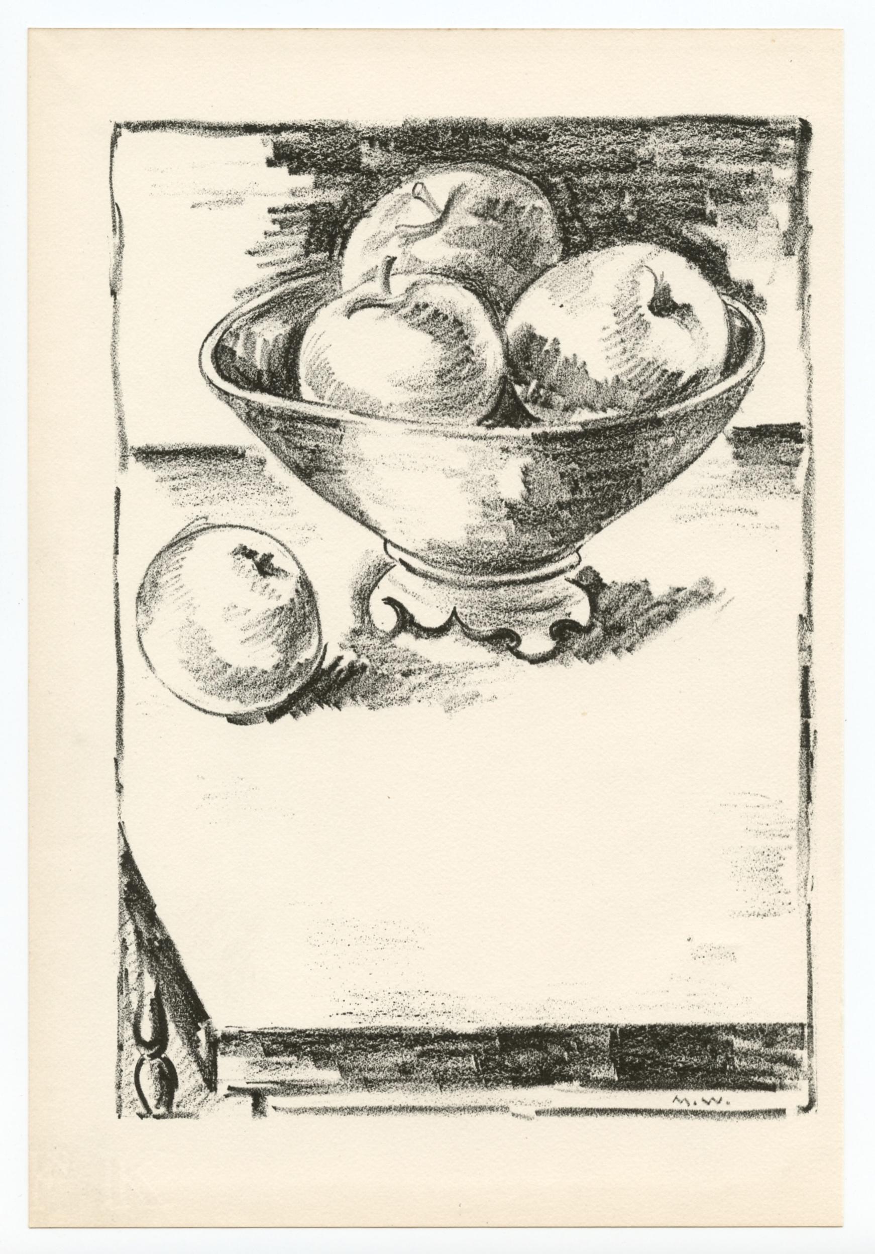 "Naturaleza muerta" litografía original - Print de Max Weber