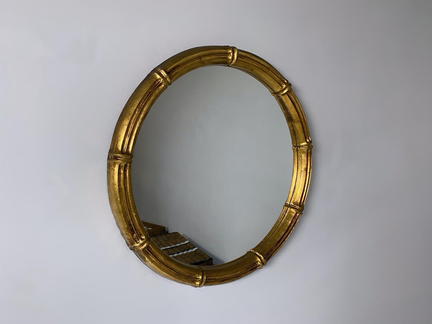 Modern Max Welz Giltwood Faux Bamboo Wall Mirror, 1940s, Austria For Sale