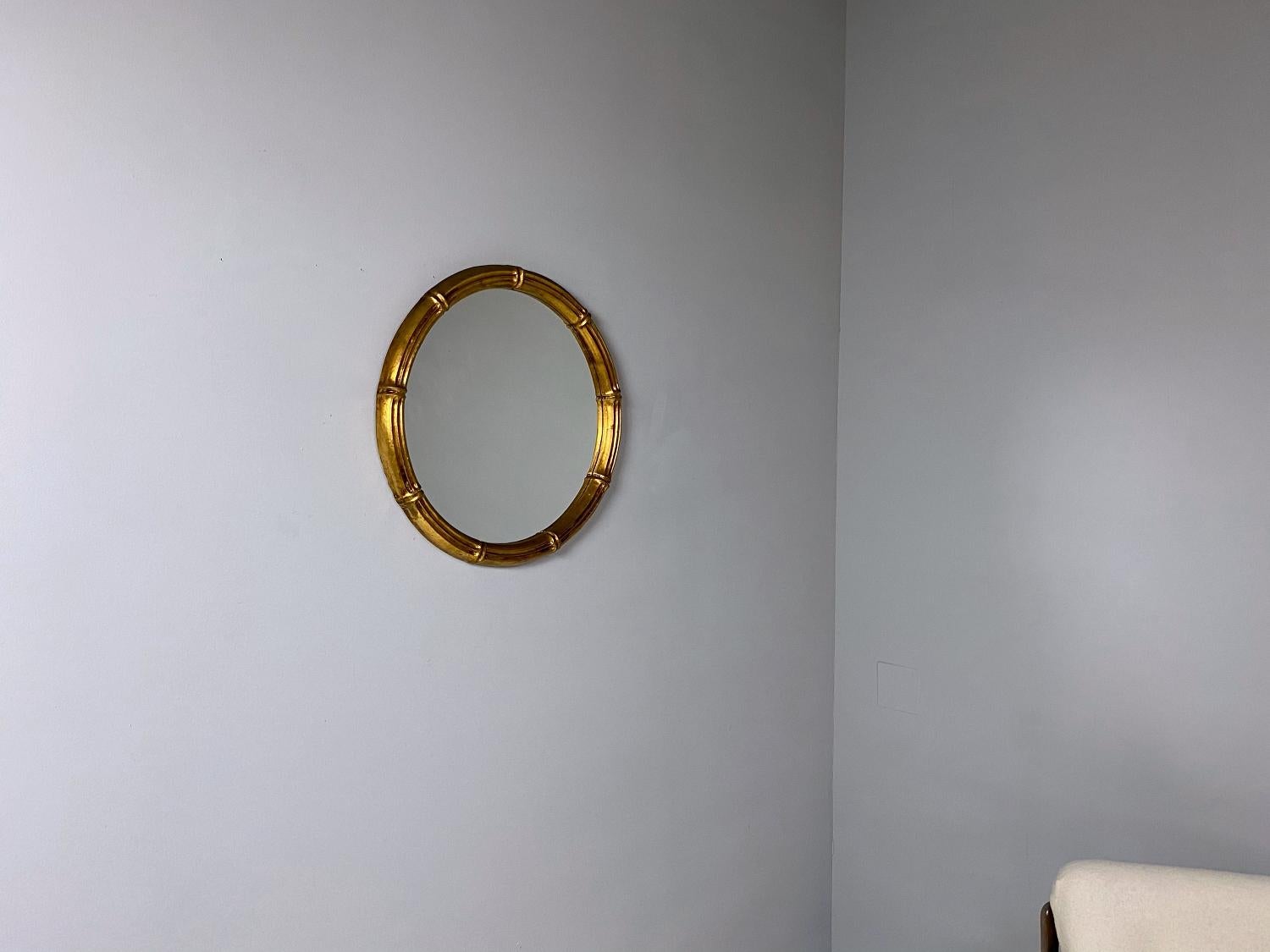 Austrian Max Welz Giltwood Faux Bamboo Wall Mirror, 1940s, Austria For Sale
