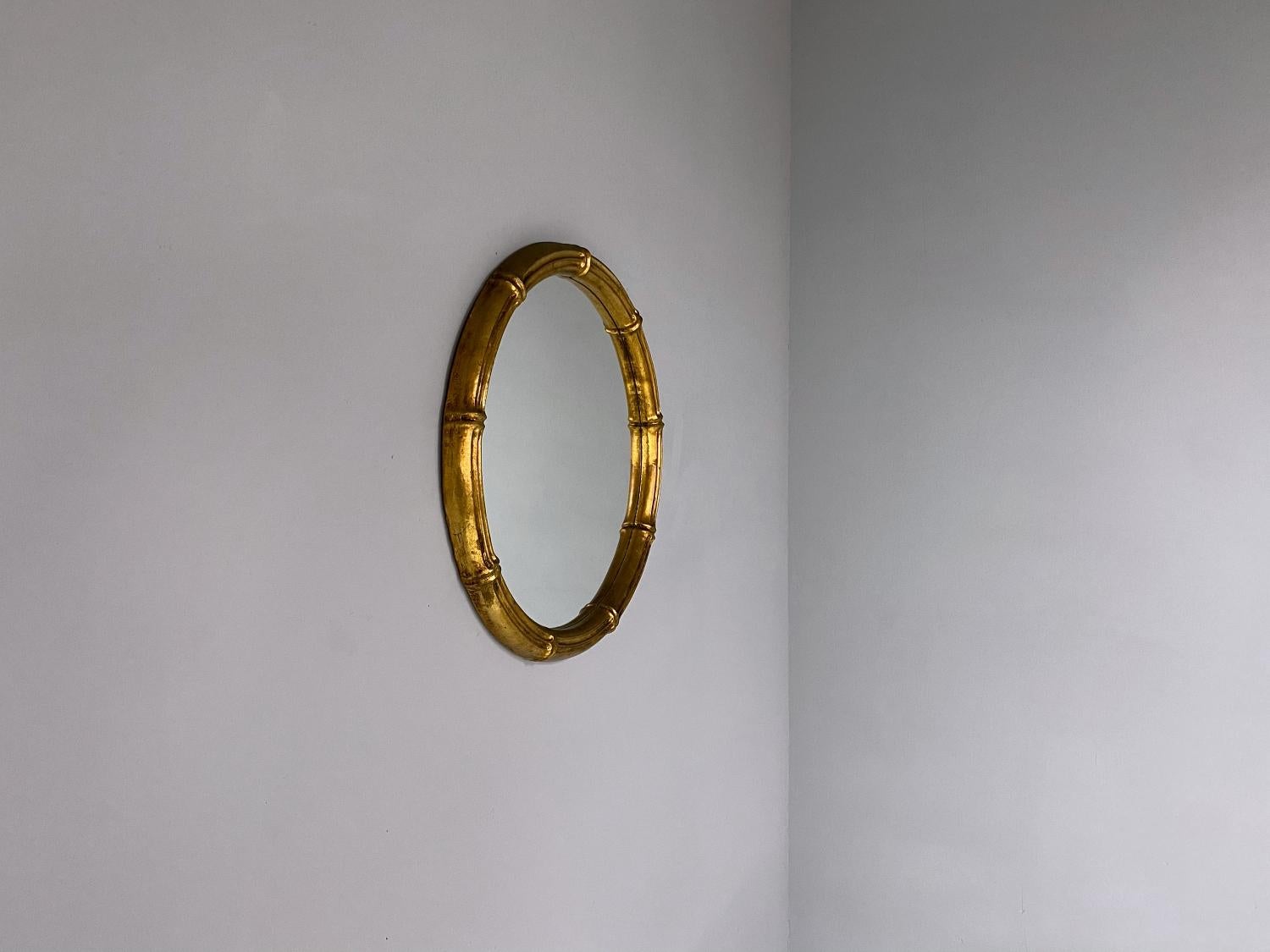 Hand-Crafted Max Welz Giltwood Faux Bamboo Wall Mirror, 1940s, Austria For Sale