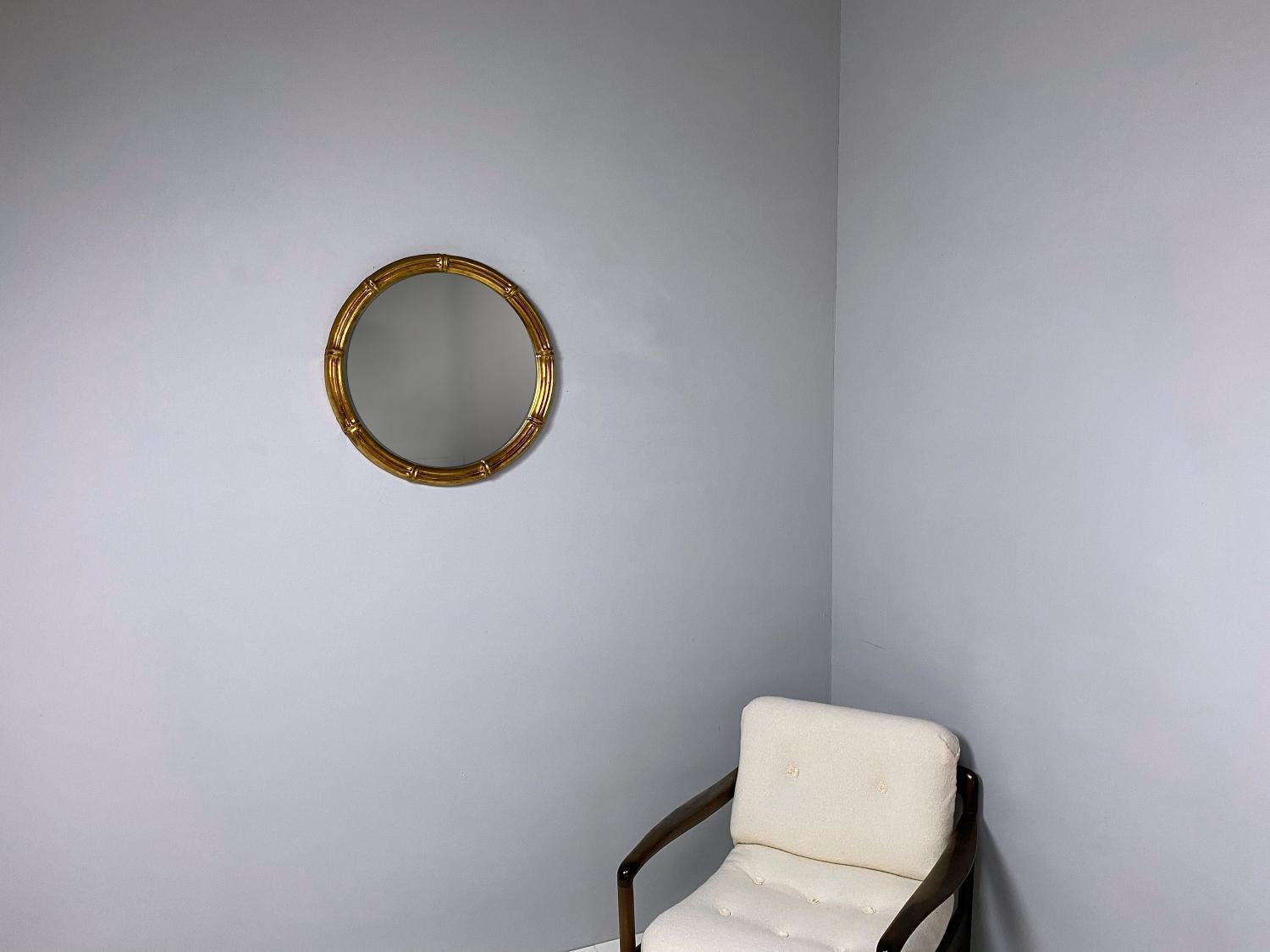 Max Welz Giltwood Faux Bamboo Wall Mirror, 1940s, Austria In Good Condition For Sale In Biebergemund, Hessen