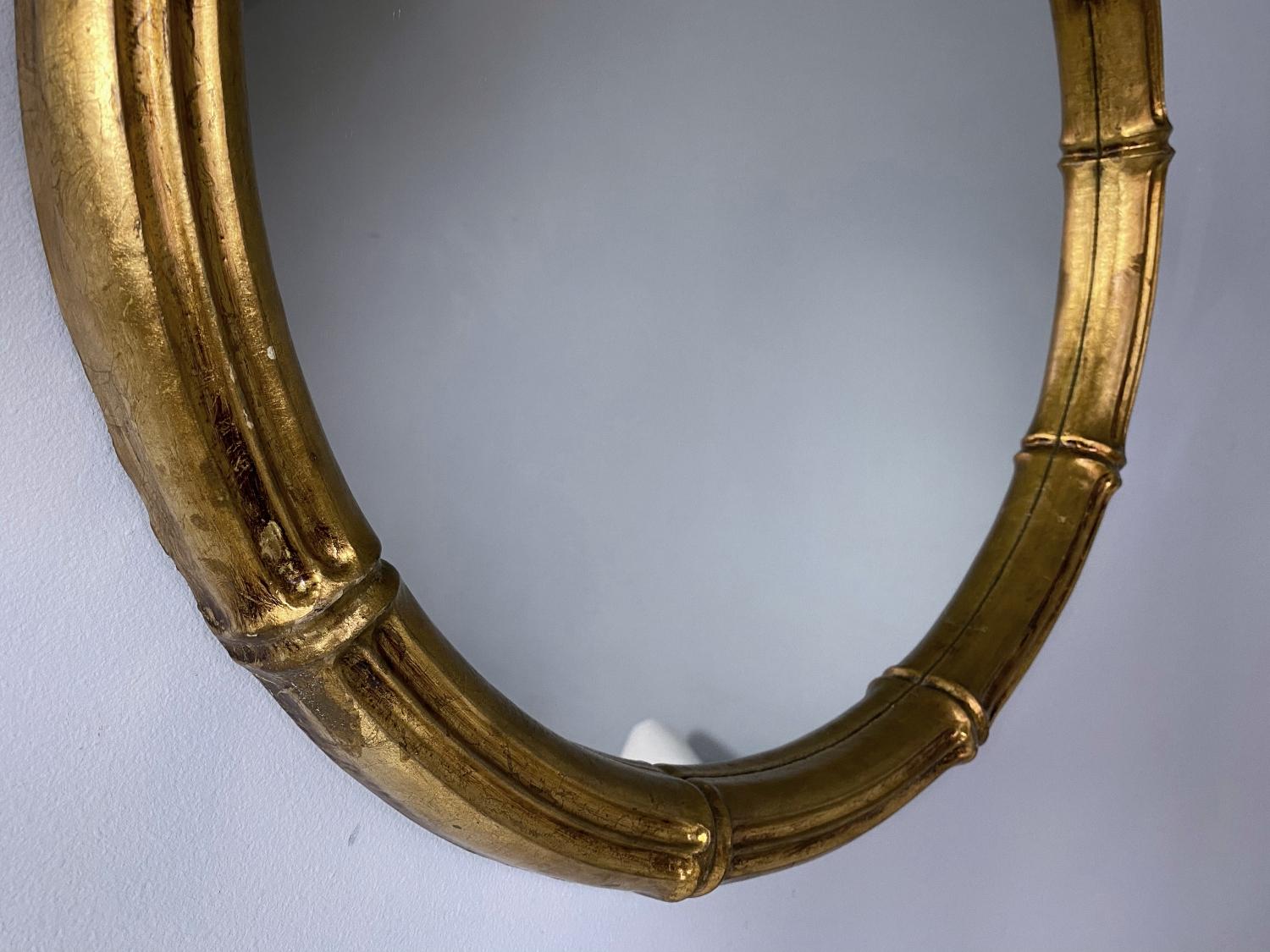 Mid-20th Century Max Welz Giltwood Faux Bamboo Wall Mirror, 1940s, Austria For Sale