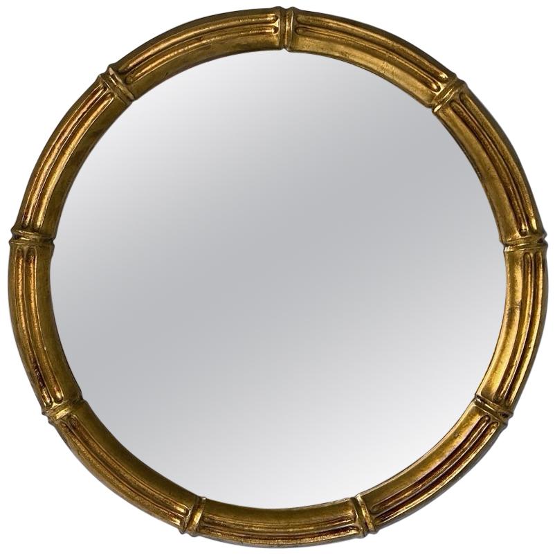 Max Welz Giltwood Faux Bamboo Wall Mirror, 1940s, Austria For Sale