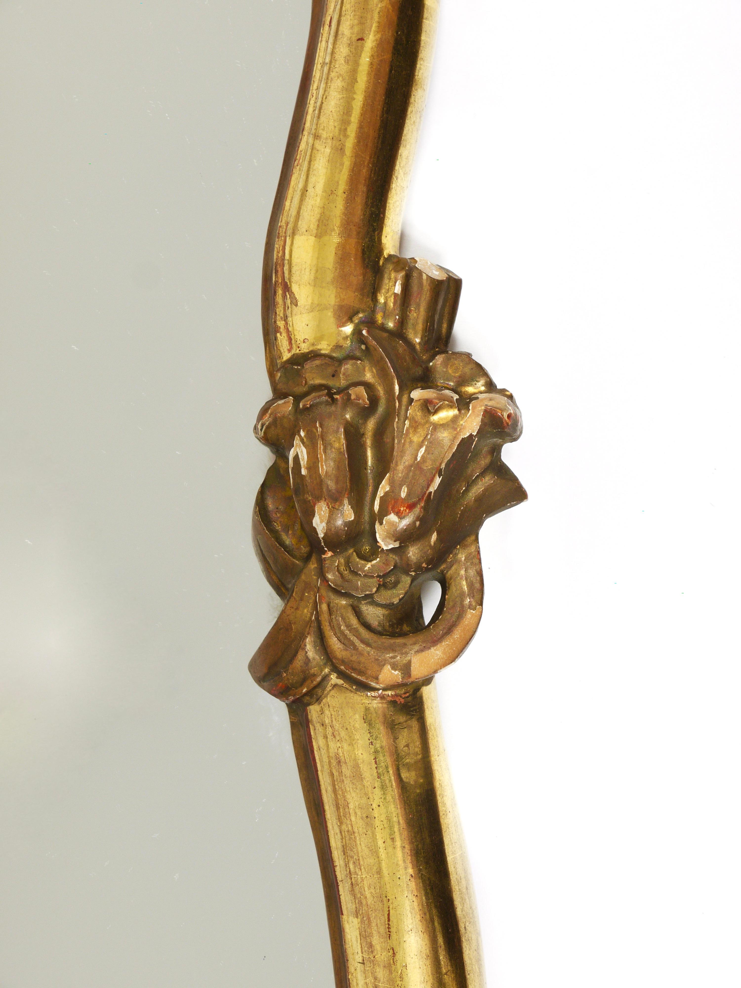 Max Welz Vienna Art Nouveau Handcarved Giltwood Wall Mirror, Austria, 1930s For Sale 4