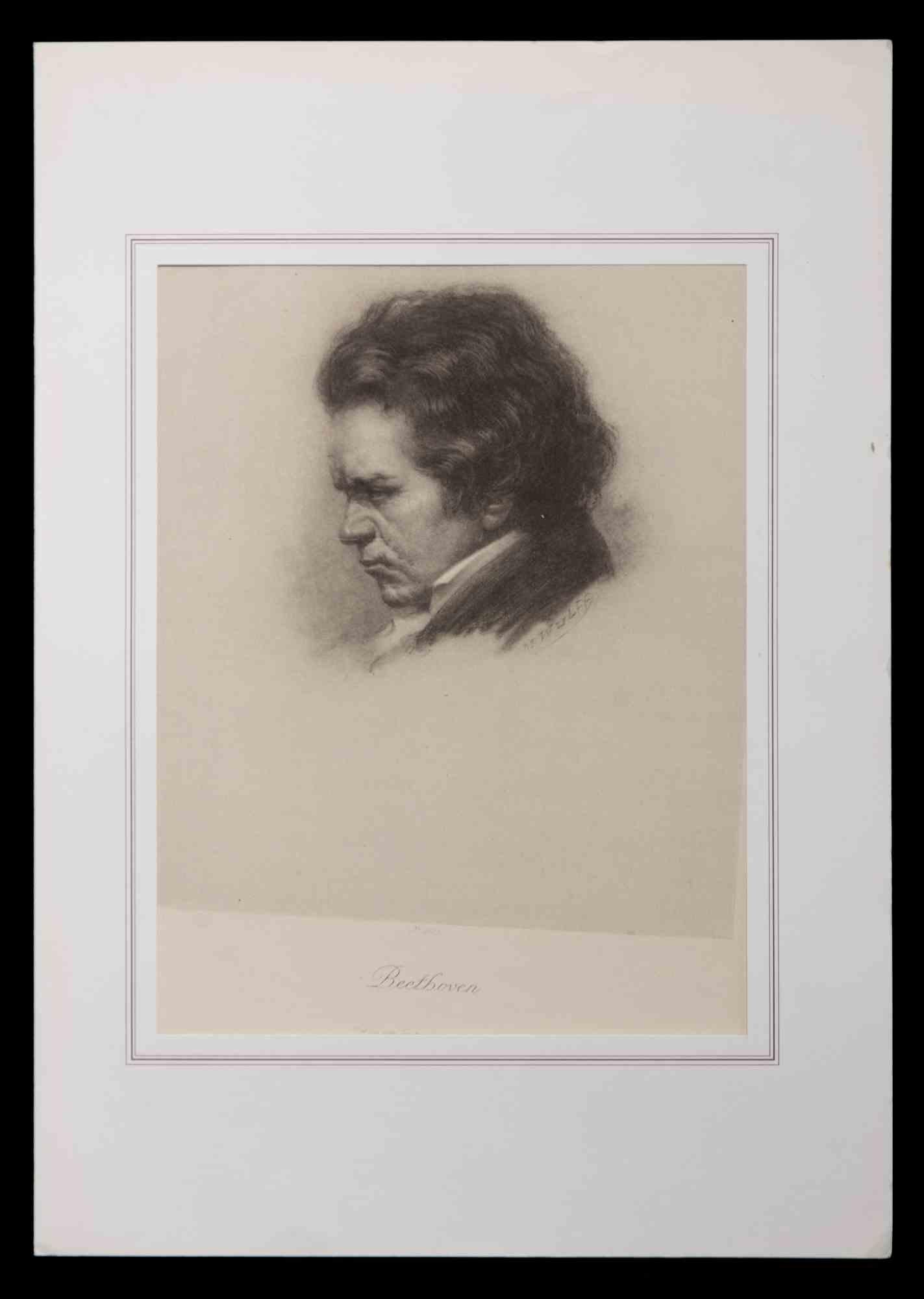 Portrait of Ludwig Van Beethoven is an  artwork realized in 1920 ca. by Max Wulff.

Black and white lithograph.

Not signed. 