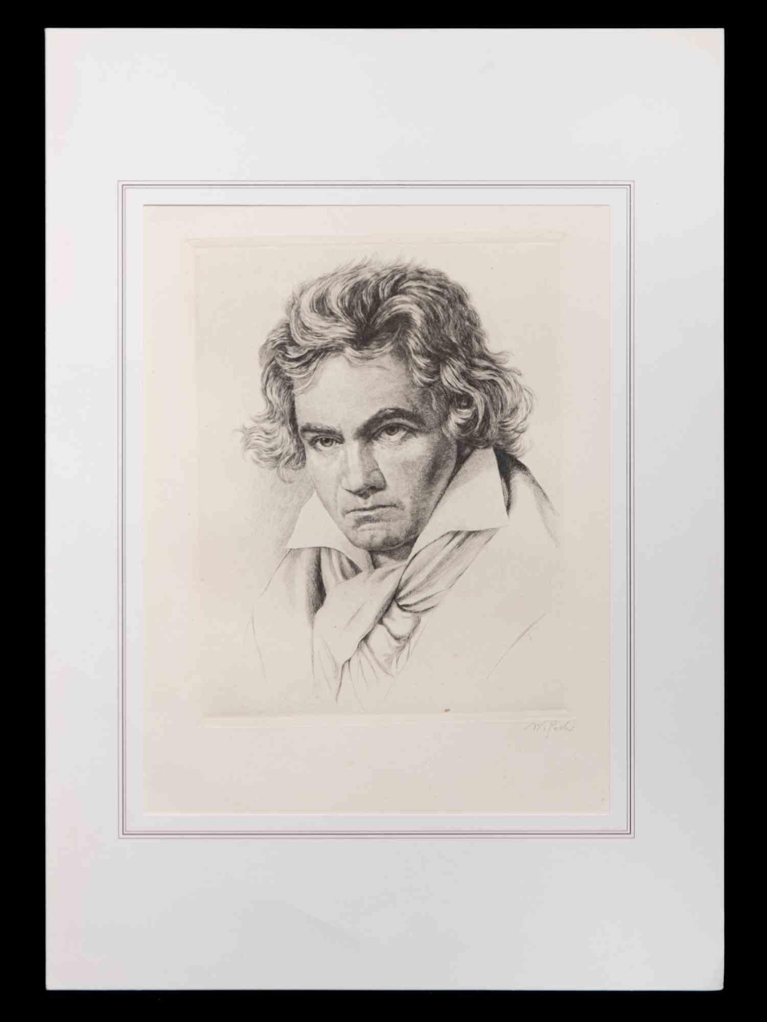 Das Porträt von Ludwig van Beethoven ist ein Kunstwerk von Max Wulff aus dem Jahr 1920.

Schwarz-Weiß-Lithographie.

Nicht unterzeichnet. 