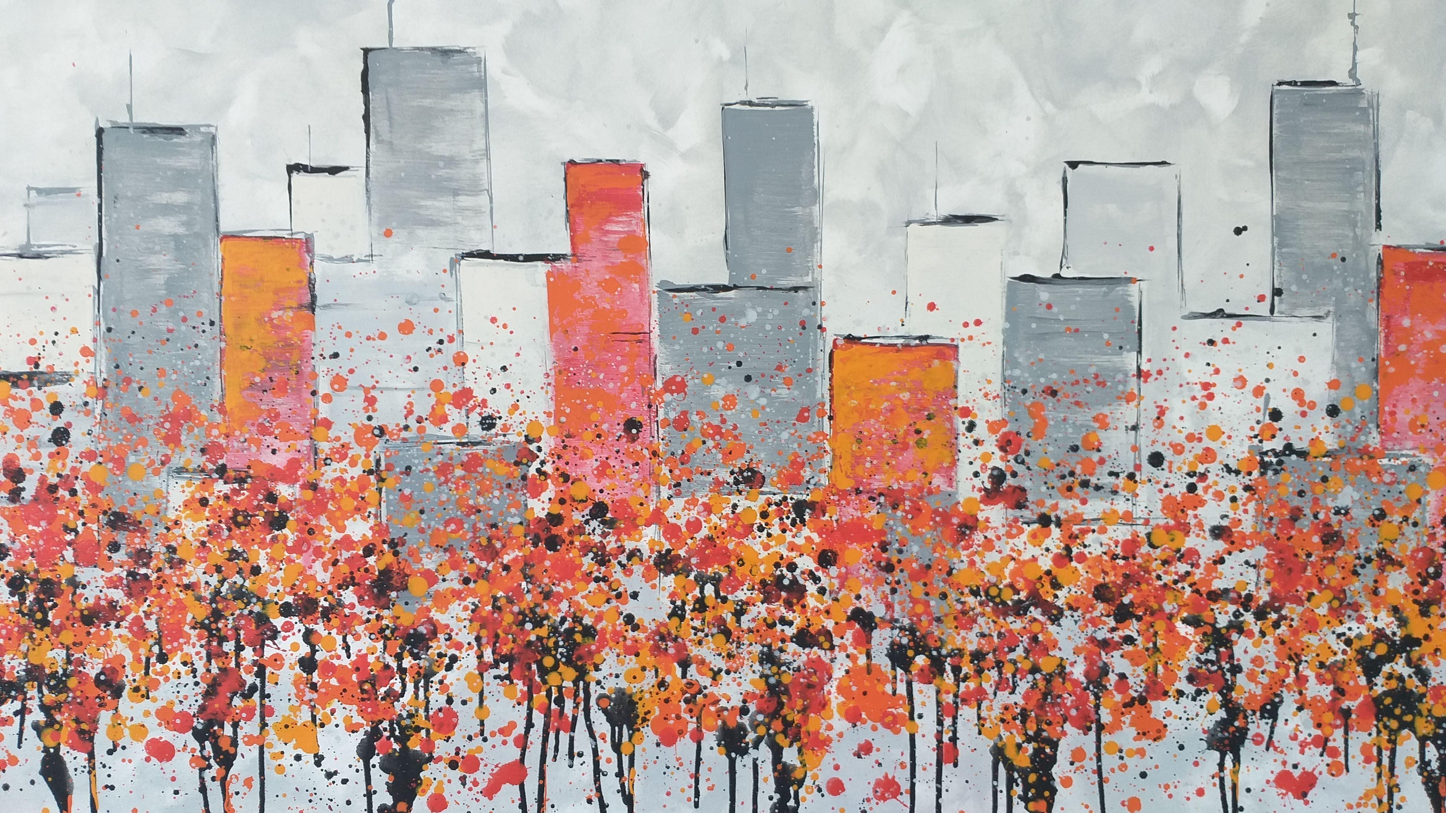 Â« Autumn in the city 2 Â» by M.Y., Painting, Acrylic on Canvas For Sale 1