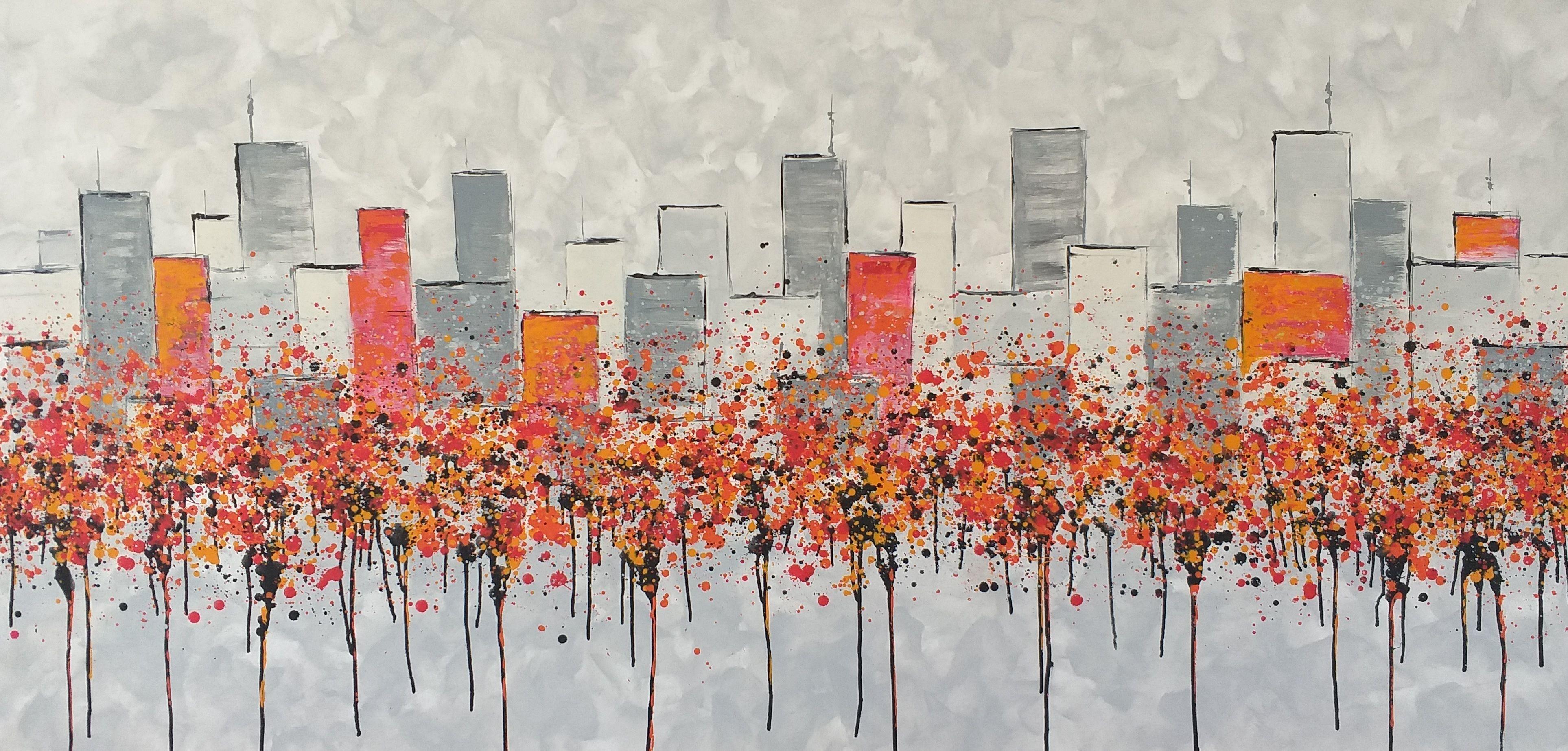 Max Yaskin Abstract Painting - Â« Autumn in the city 2 Â» by M.Y., Painting, Acrylic on Canvas