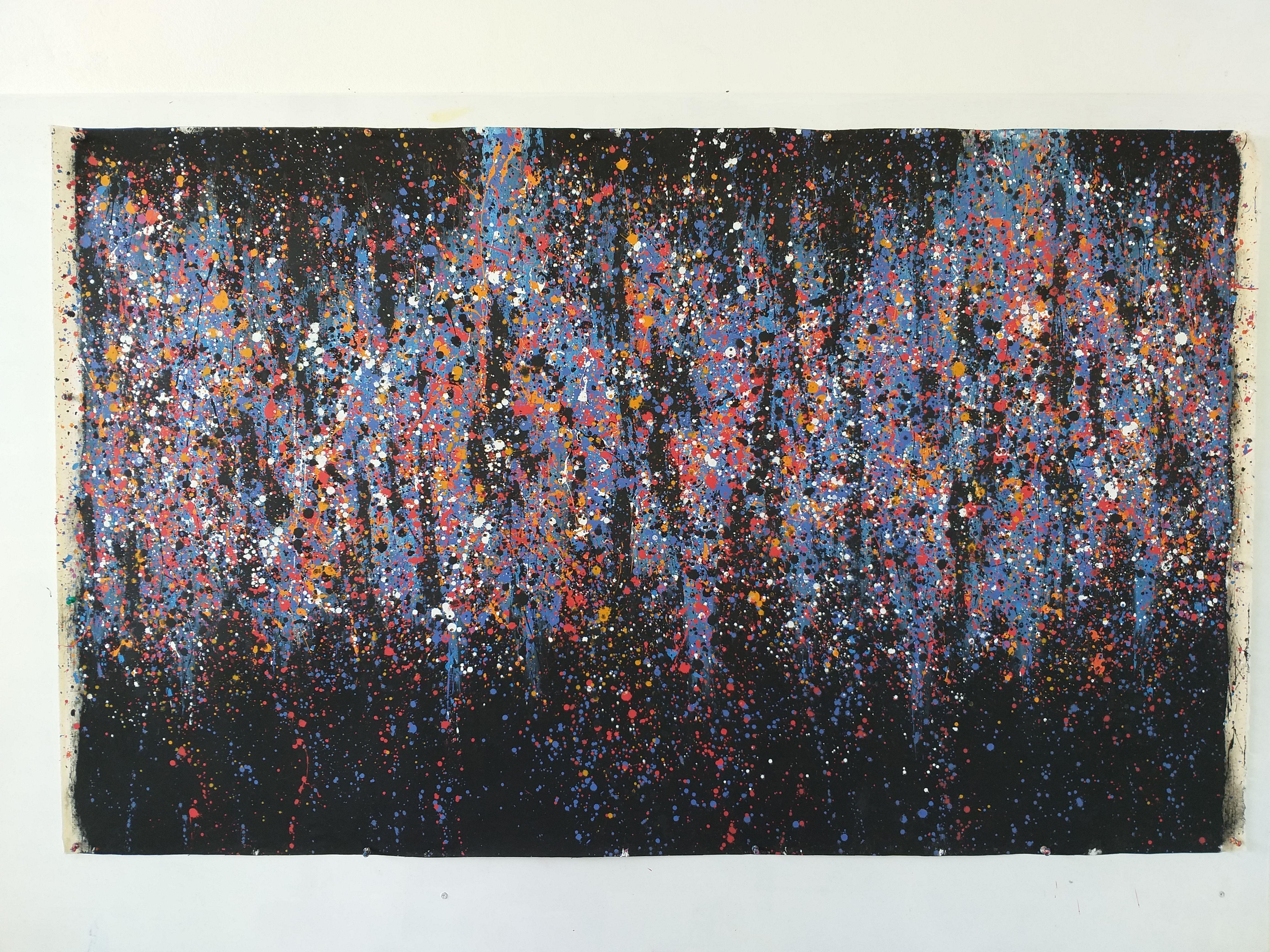 Â« Drips 2 Â» by M.Y., Painting, Acrylic on Canvas - Black Abstract Painting by Max Yaskin
