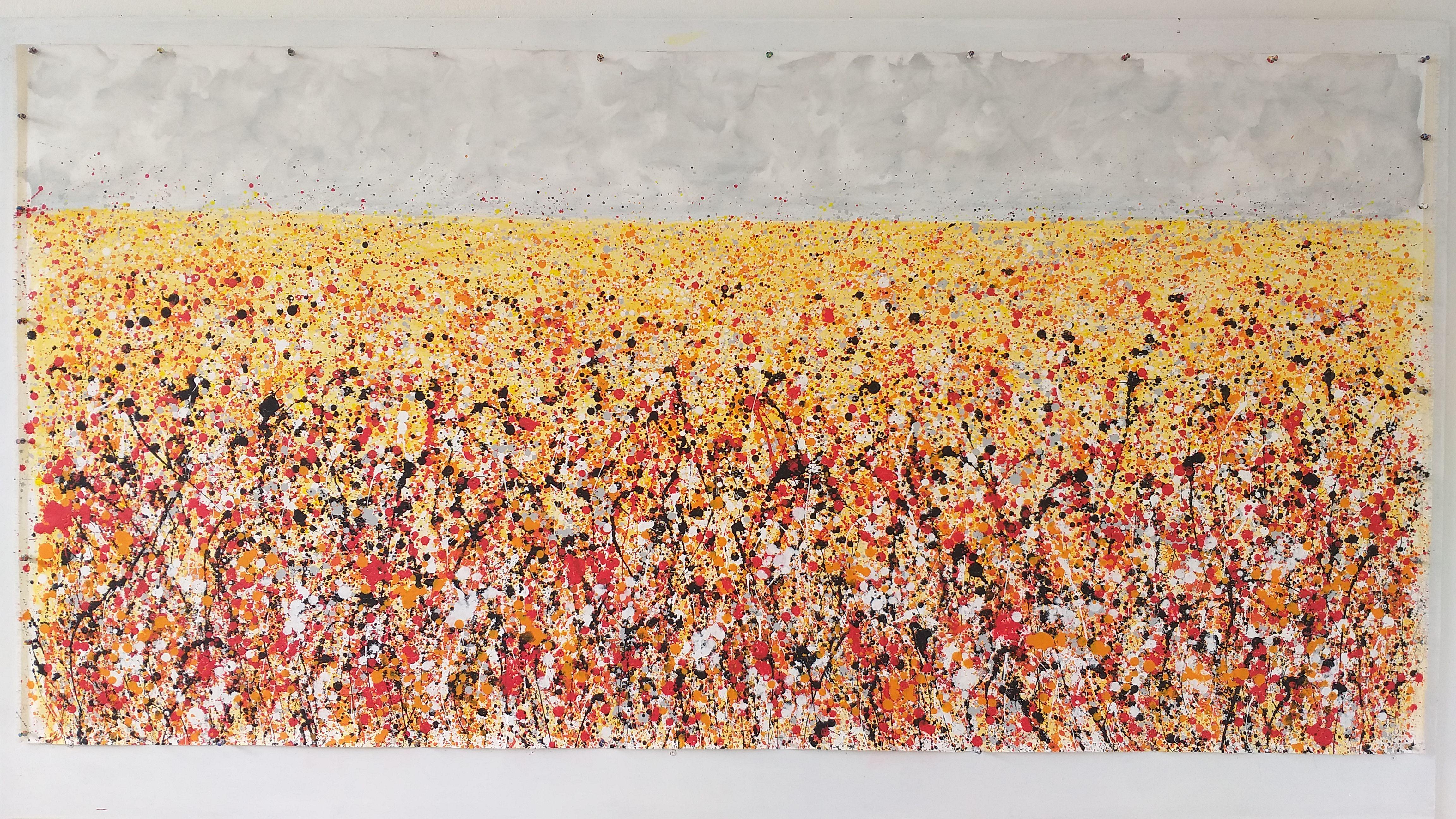 Â« Meadow 19 Â» by M.Y., Painting, Acrylic on Canvas - Beige Abstract Painting by Max Yaskin