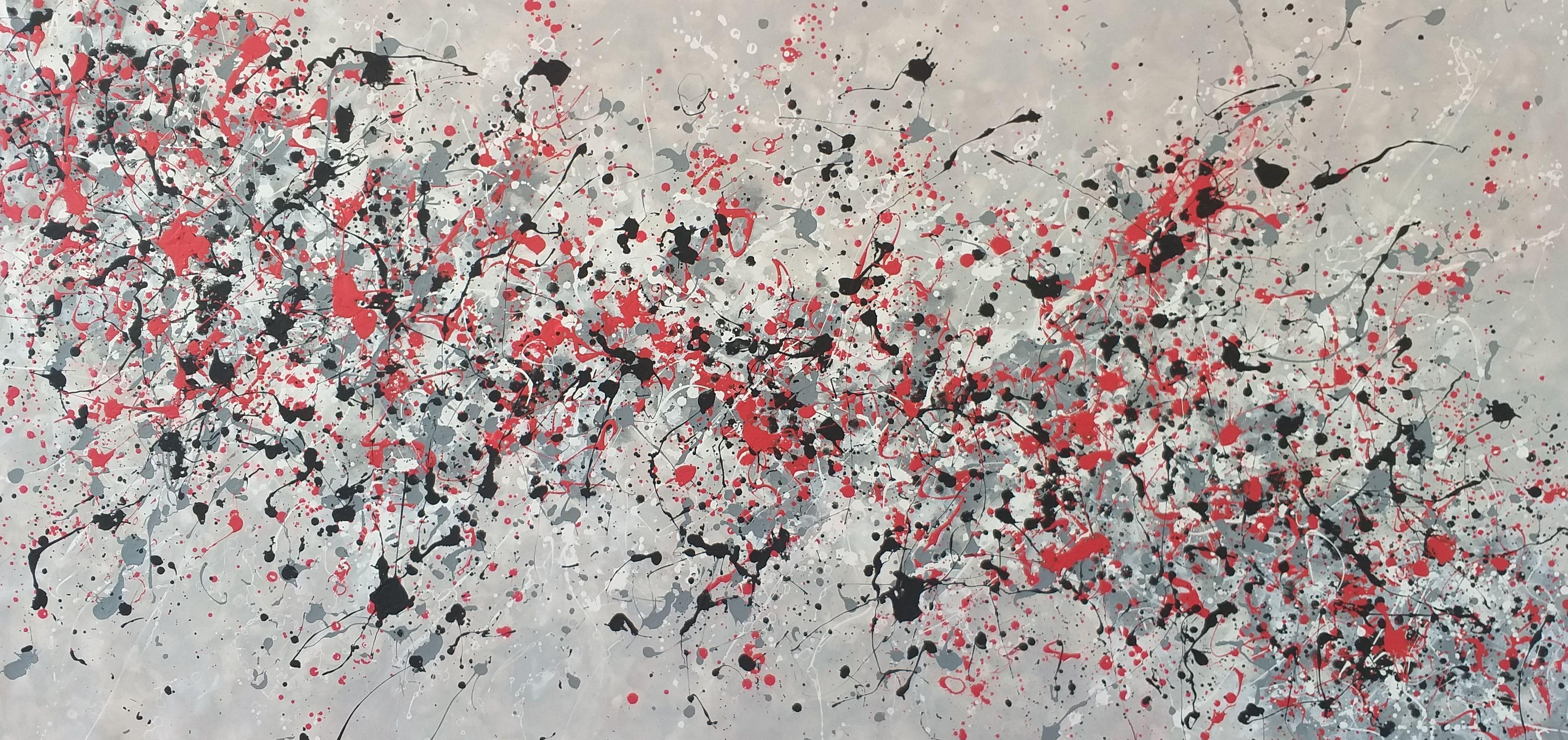 Max Yaskin Abstract Painting - Â« Splashes 13 Â» by M.Y., Painting, Acrylic on Canvas