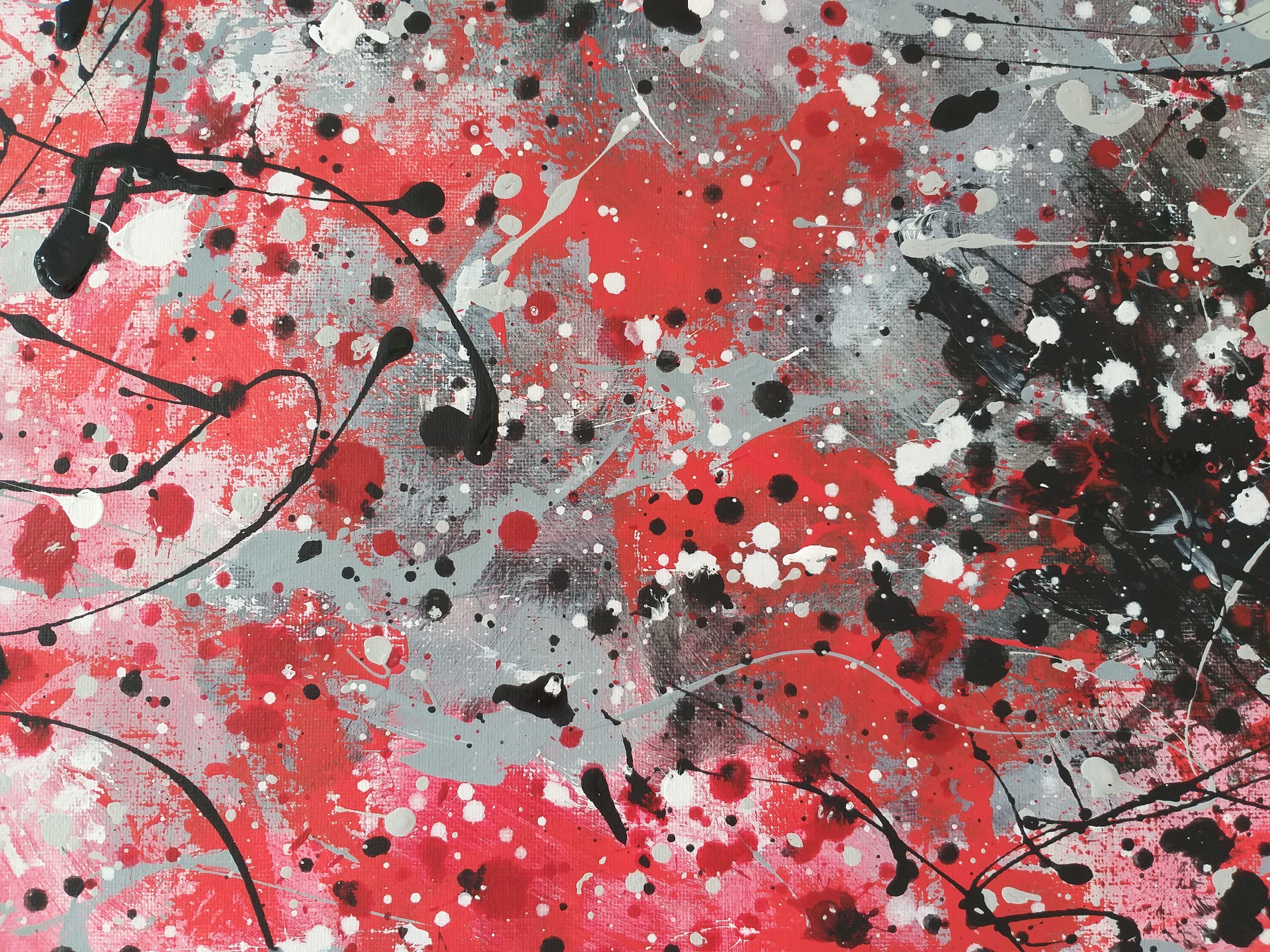 Abstract action painting on canvas by M.Y., Painting, Acrylic on Canvas For Sale 3
