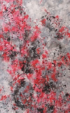 Quadro d'azione astratto su tela di M.Y., Pittura, Acrilico su tela
