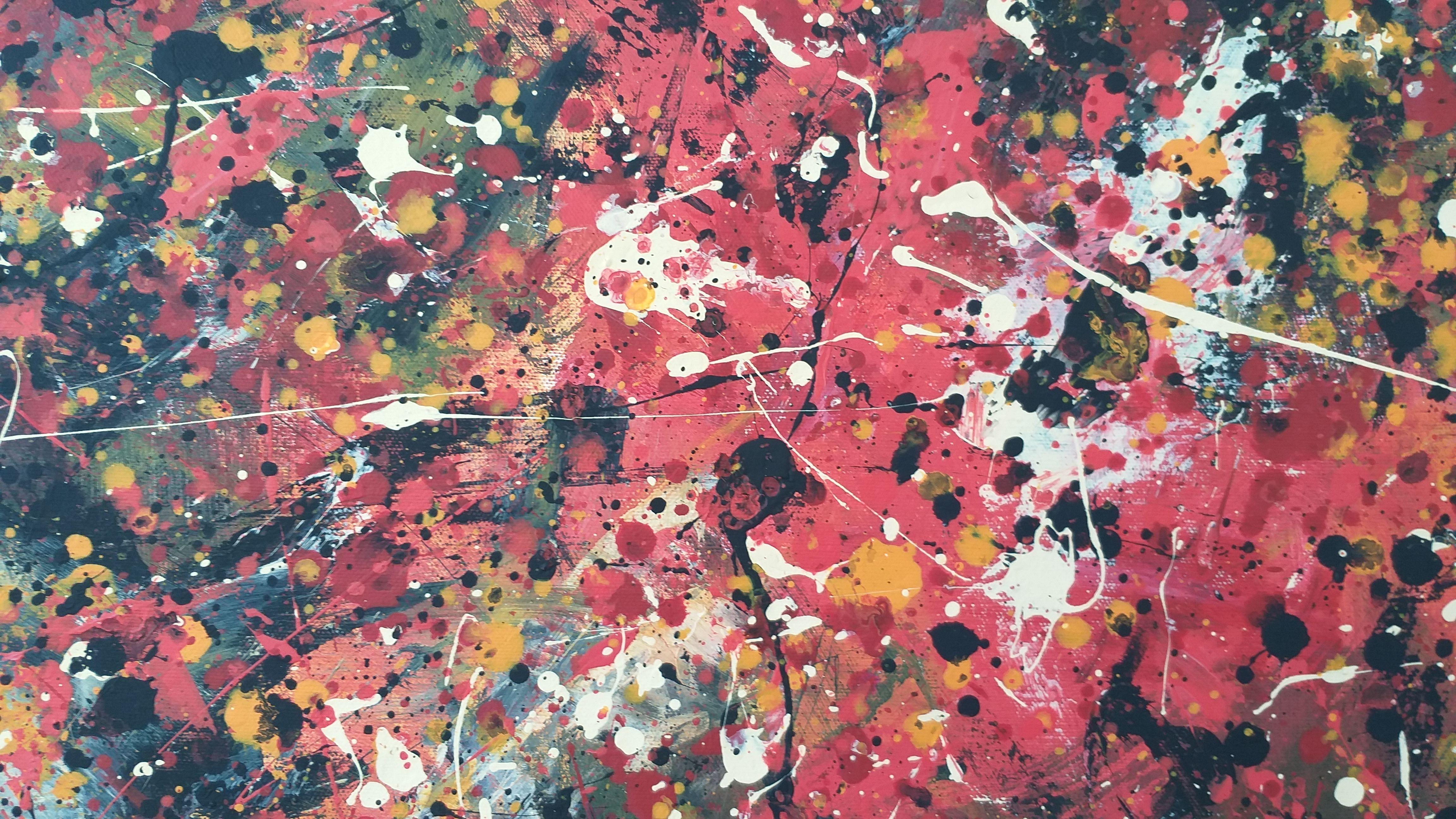 Abstract J. Pollock style acrylic by M.Y., Painting, Acrylic on Canvas For Sale 2
