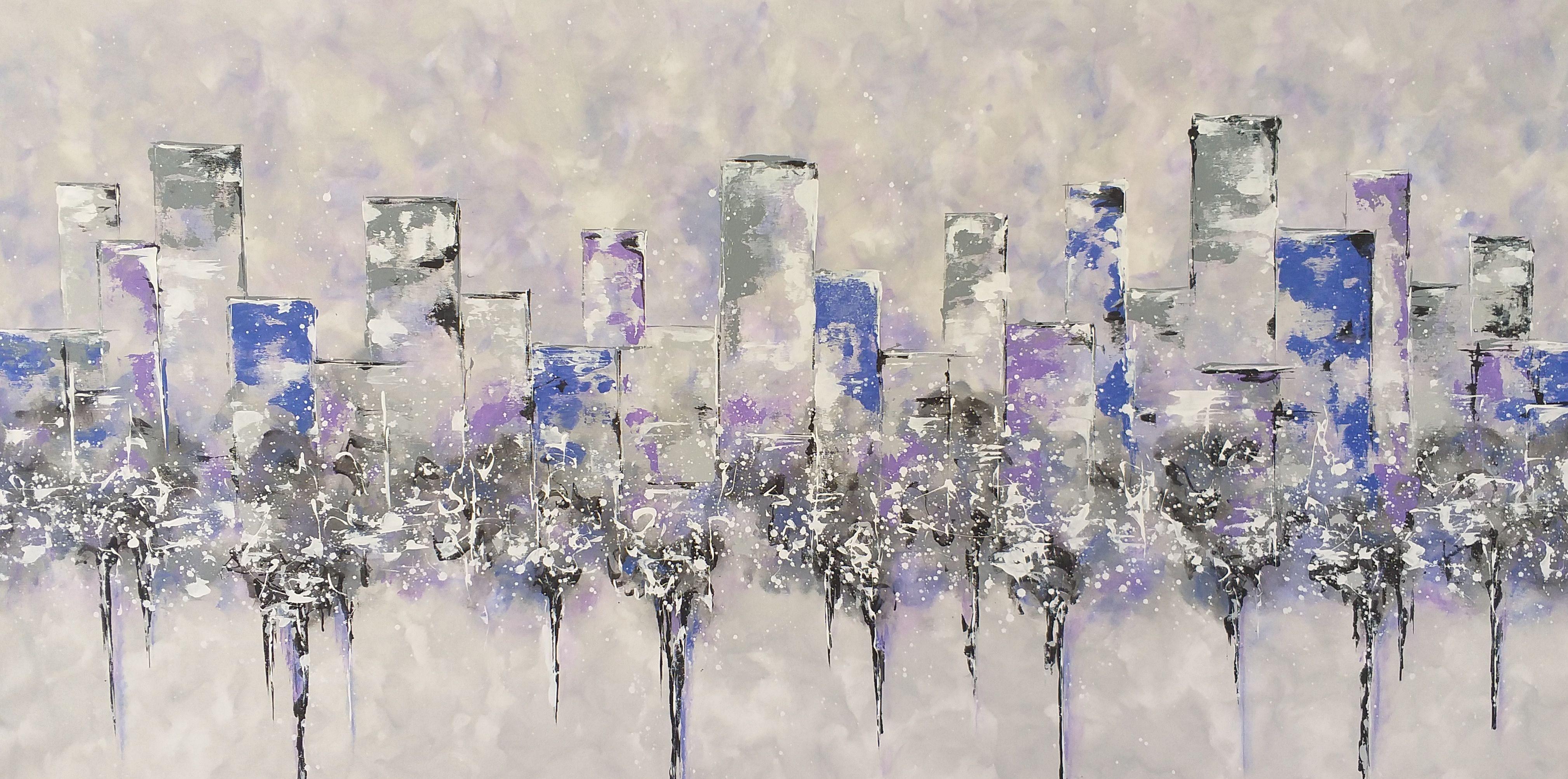 Max Yaskin Abstract Painting - Â«Frozen cityÂ» by M.Y., Painting, Acrylic on Canvas