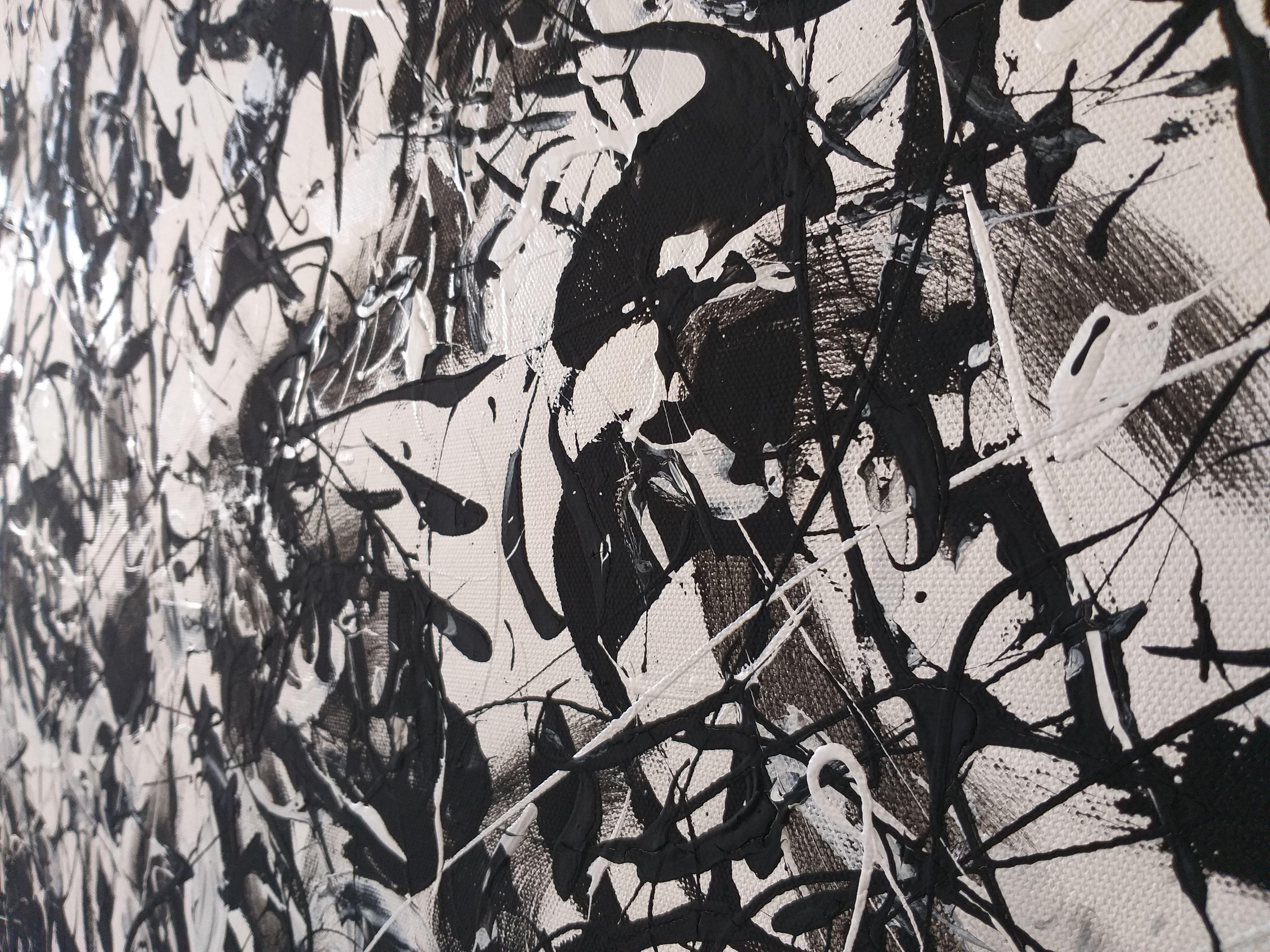 Black and White 3 by M.Y., Painting, Acrylic on Canvas For Sale 4