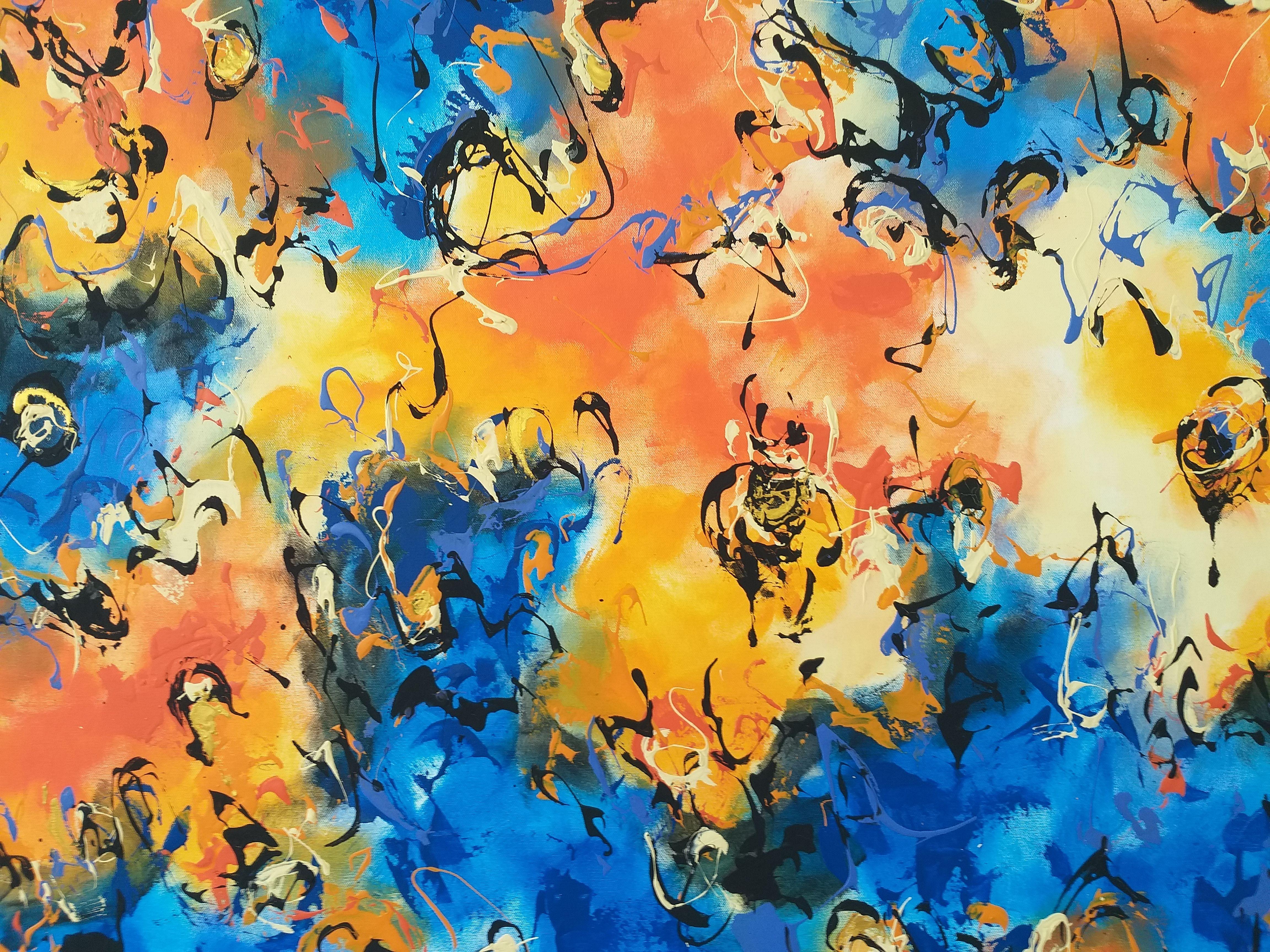 Jour & Nuit 4 par A&M.  Je suis constamment à la recherche de techniques, de couleurs et de matériaux différents à expérimenter, et je m'efforce toujours d'atteindre une harmonie sensuelle dans chaque composition. Je suis principalement inspirée par
