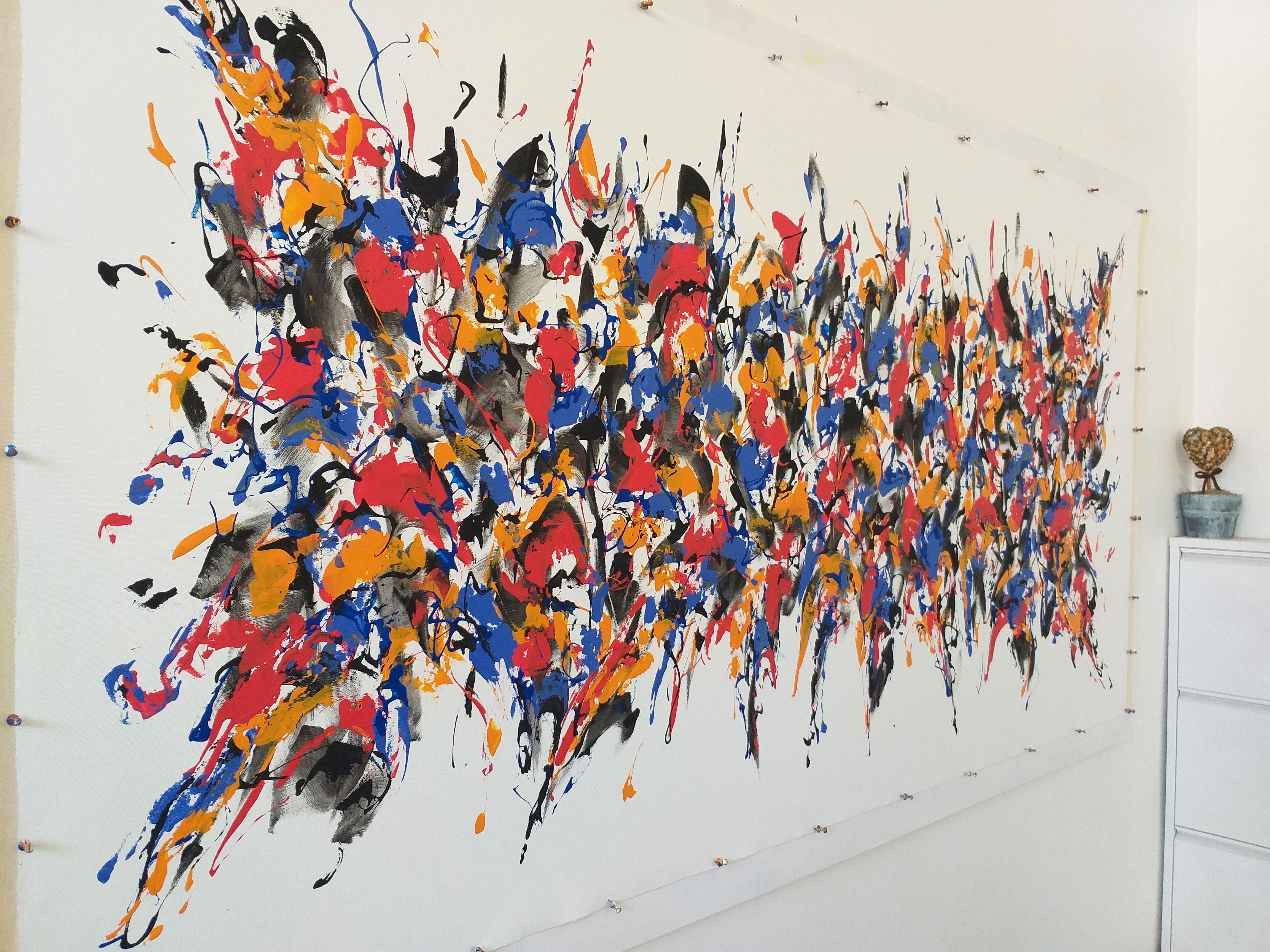 Expression 5  by M.Y., Painting, Acrylic on Canvas - Beige Abstract Painting by Max Yaskin