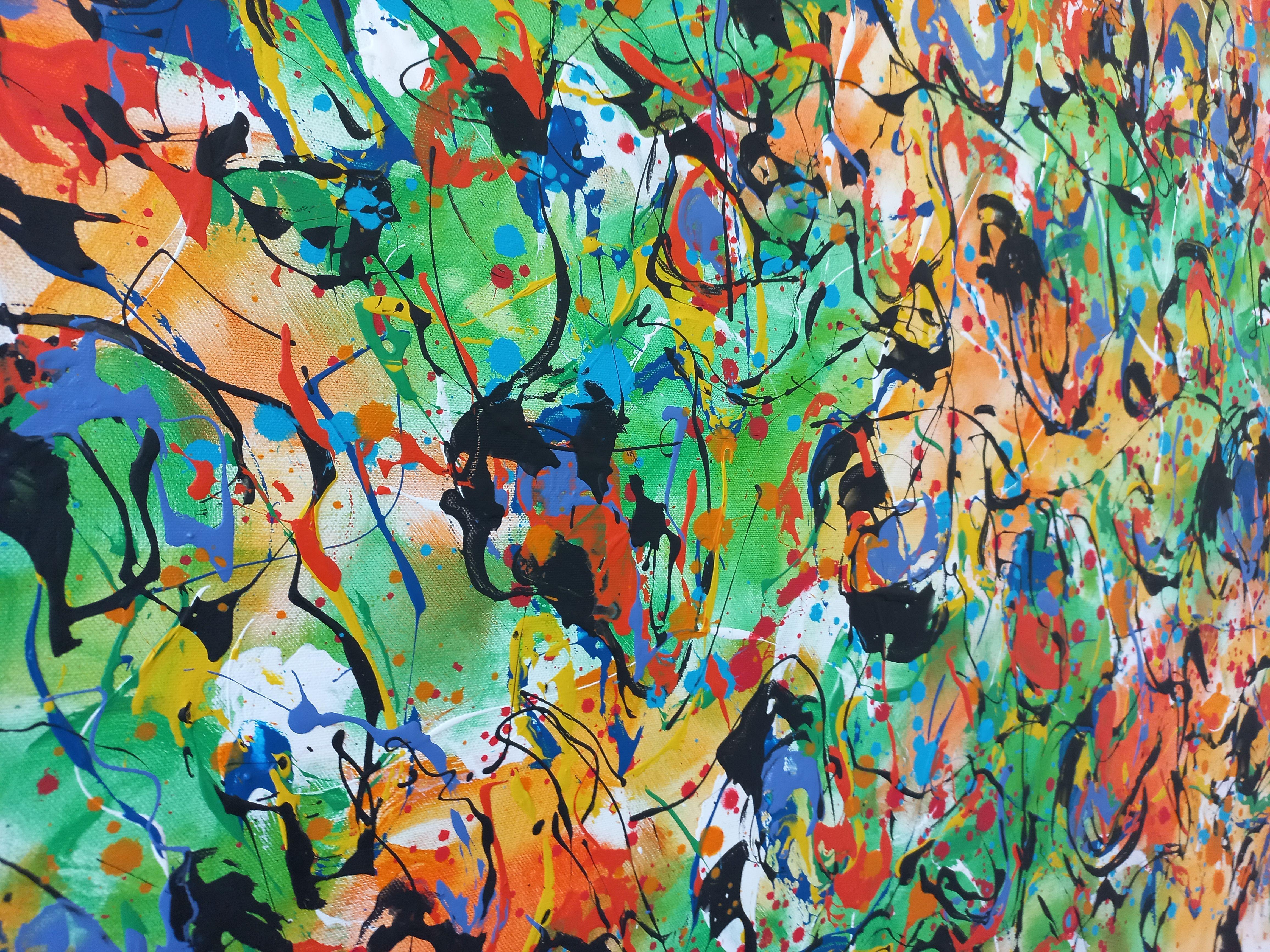 Jungle Flowers 4 by M.Y., Painting, Acrylic on Canvas For Sale 3