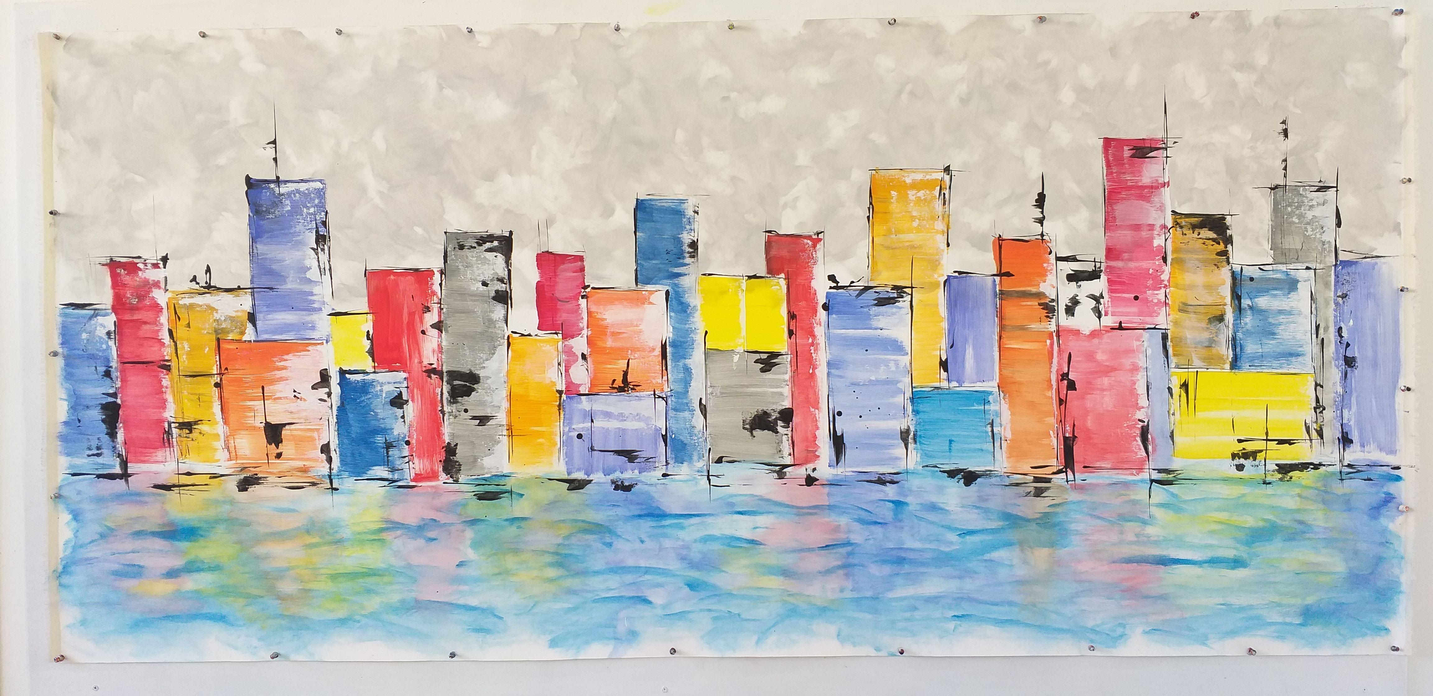 Megapolis 4 von M.Y., Gemälde, Acryl auf Leinwand (Abstrakter Expressionismus), Painting, von Max Yaskin