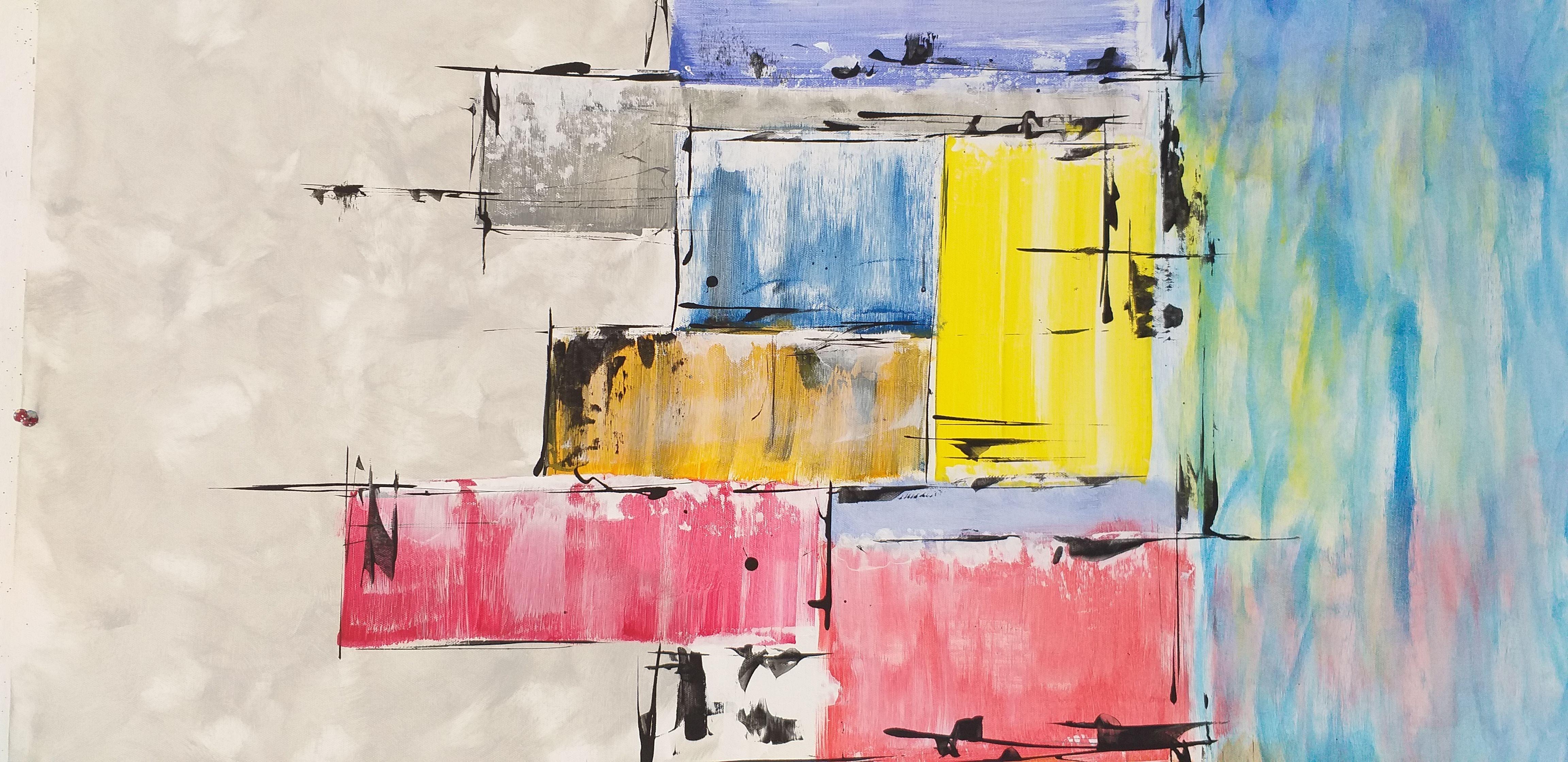 Megapolis 4 von M.Y., Gemälde, Acryl auf Leinwand im Angebot 1