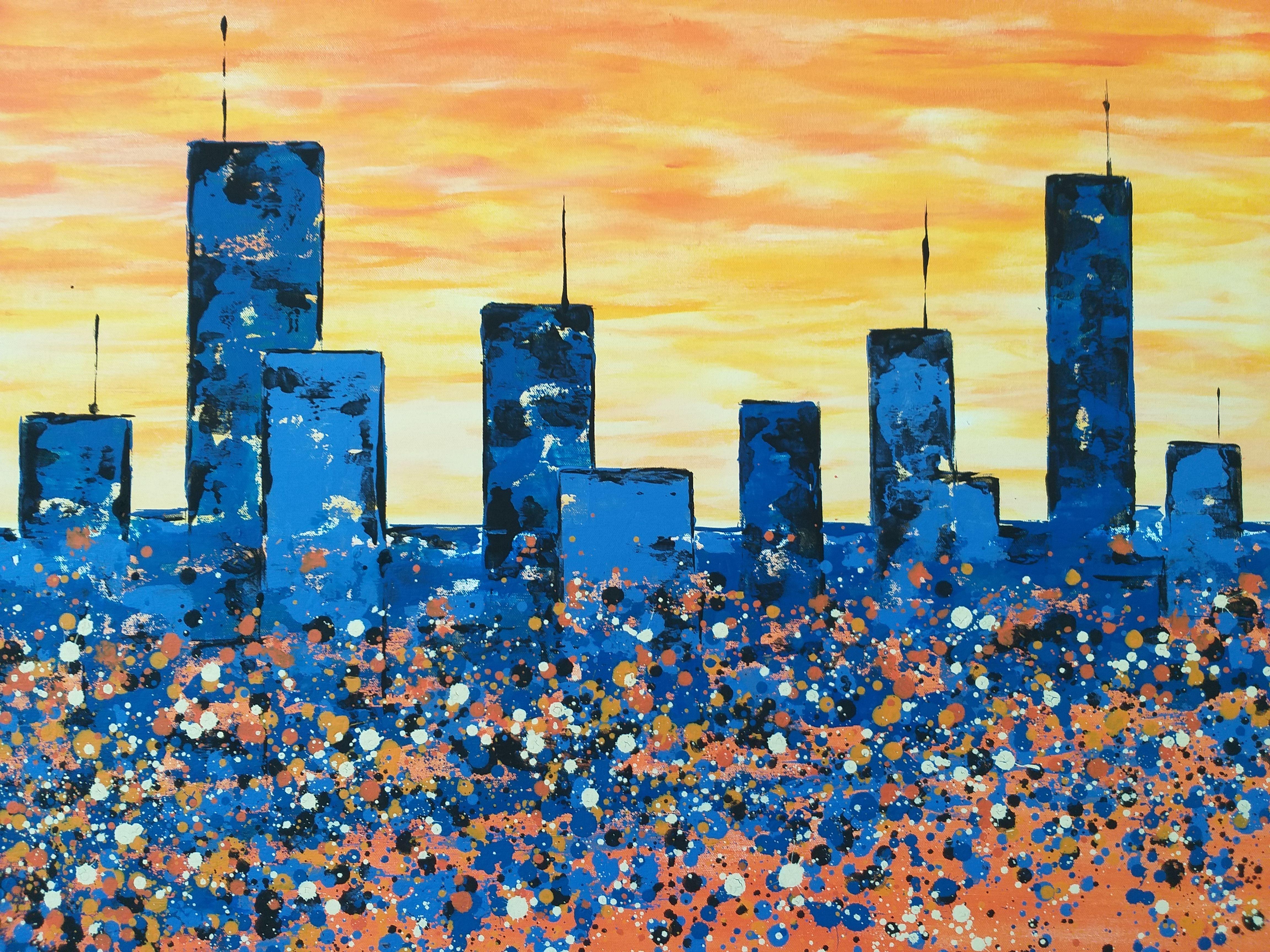 Megapolis 6  von M.Y.  Ich bin ständig auf der Suche nach neuen Techniken, Farben und MATERIALEN, mit denen ich experimentieren kann, und strebe in jeder Komposition eine sinnliche Harmonie an. Ich lasse mich vor allem von der Welt um mich herum