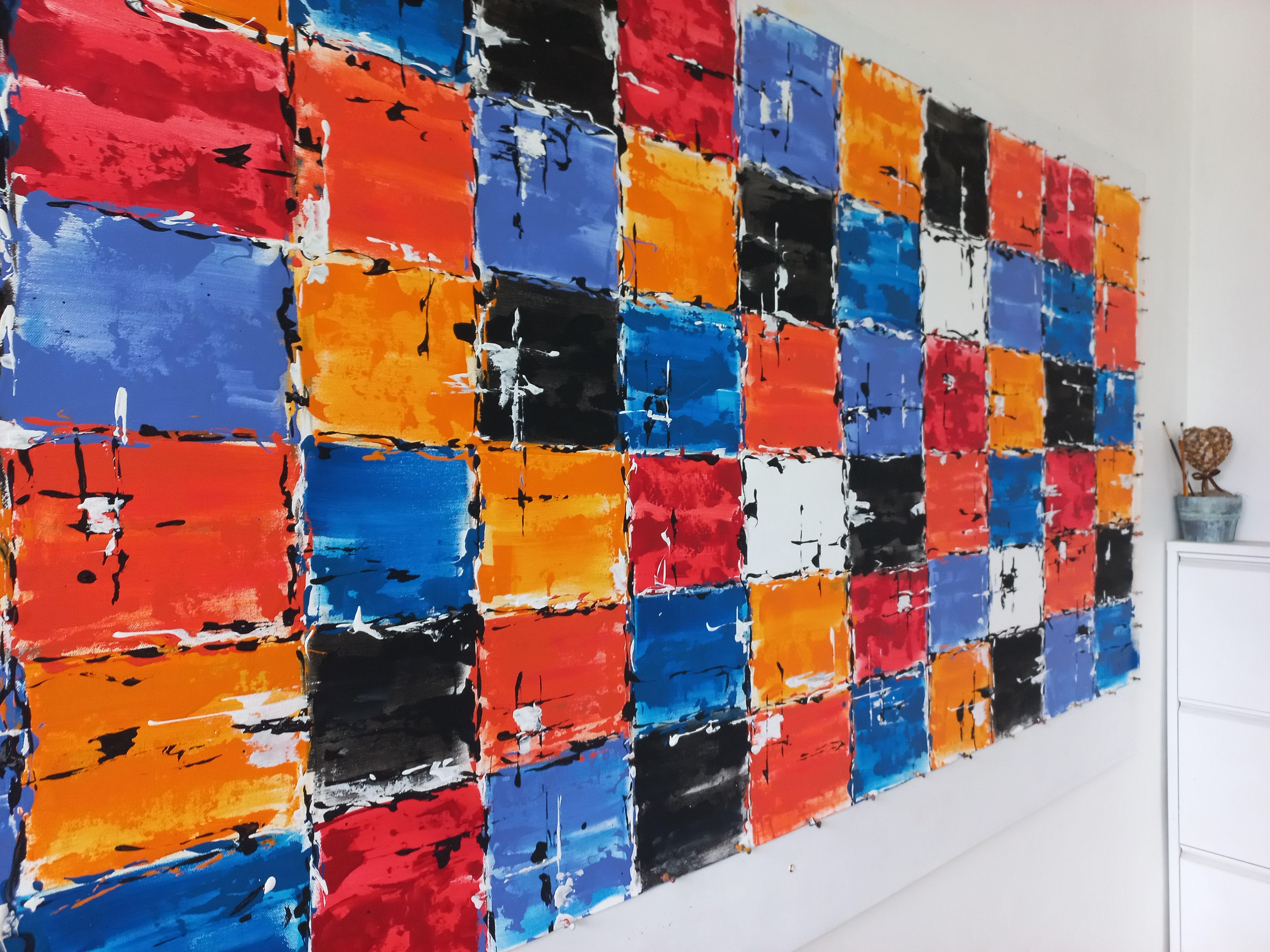 Patchwork 7 by M.Y., Painting, Acrylic on Canvas For Sale 1
