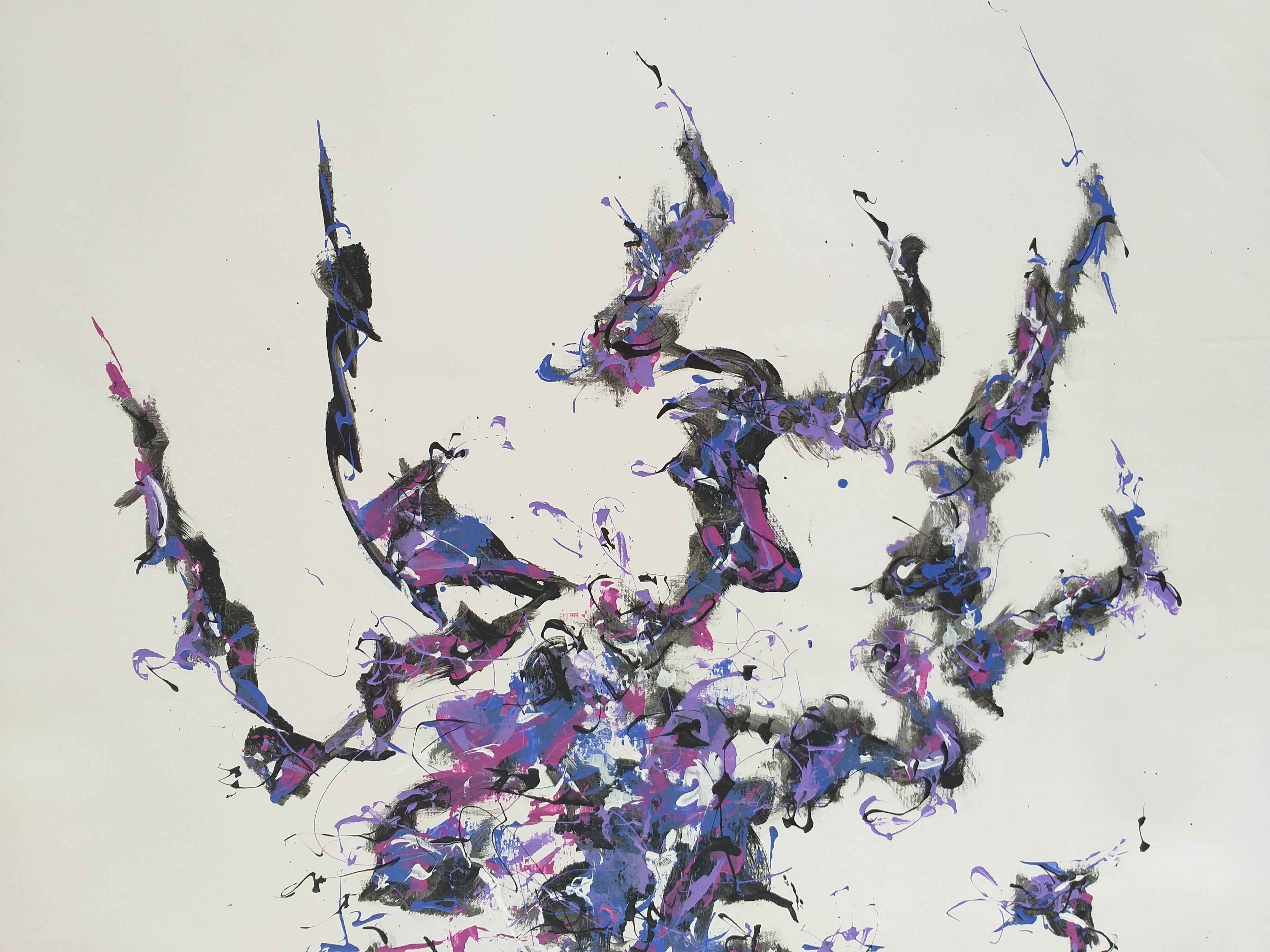 Purple Octopus by M.Y., Painting, Acrylic on Canvas For Sale 1