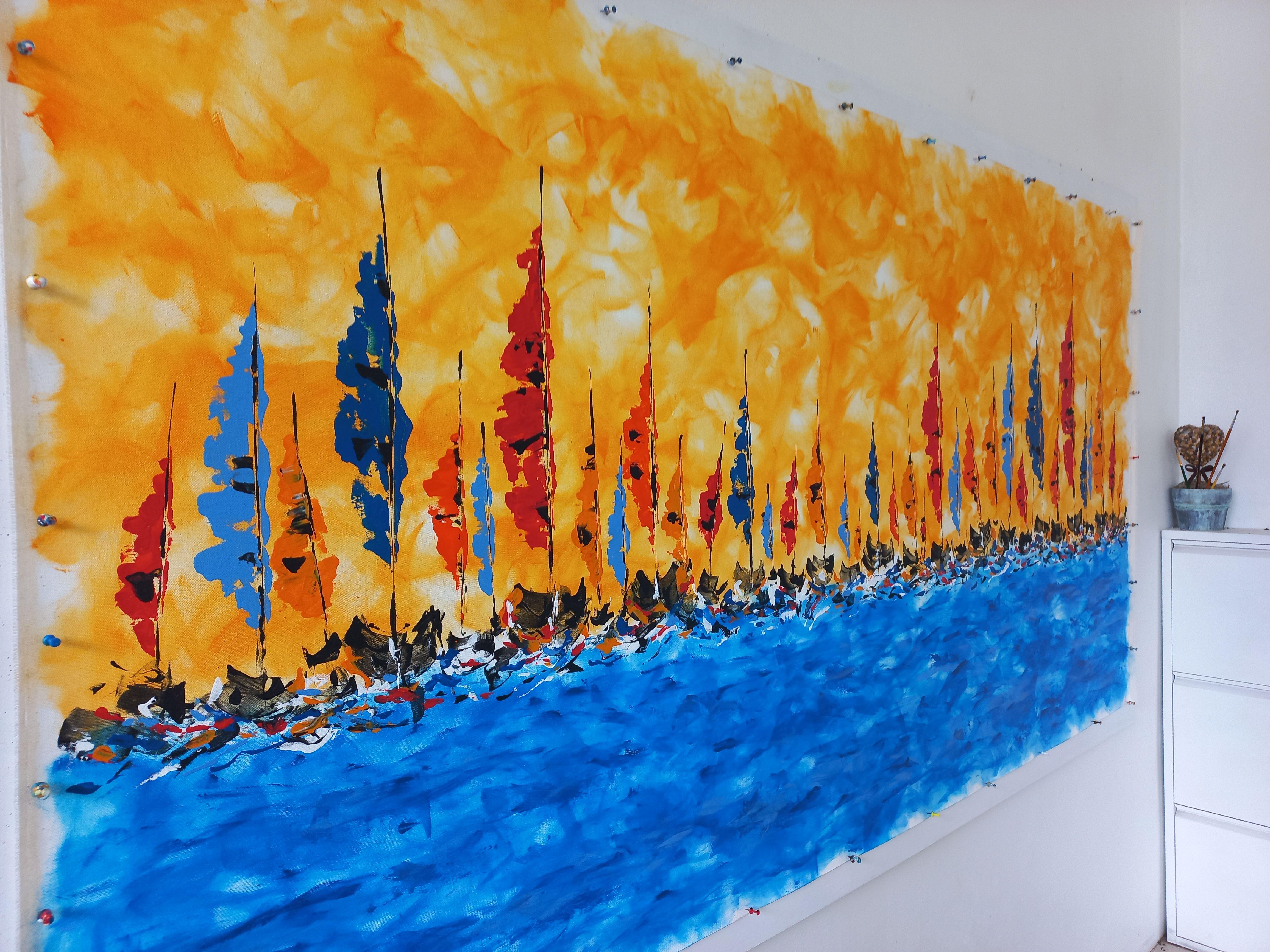 Regatta 7 by M.Y., Painting, Acrylic on Canvas For Sale 1