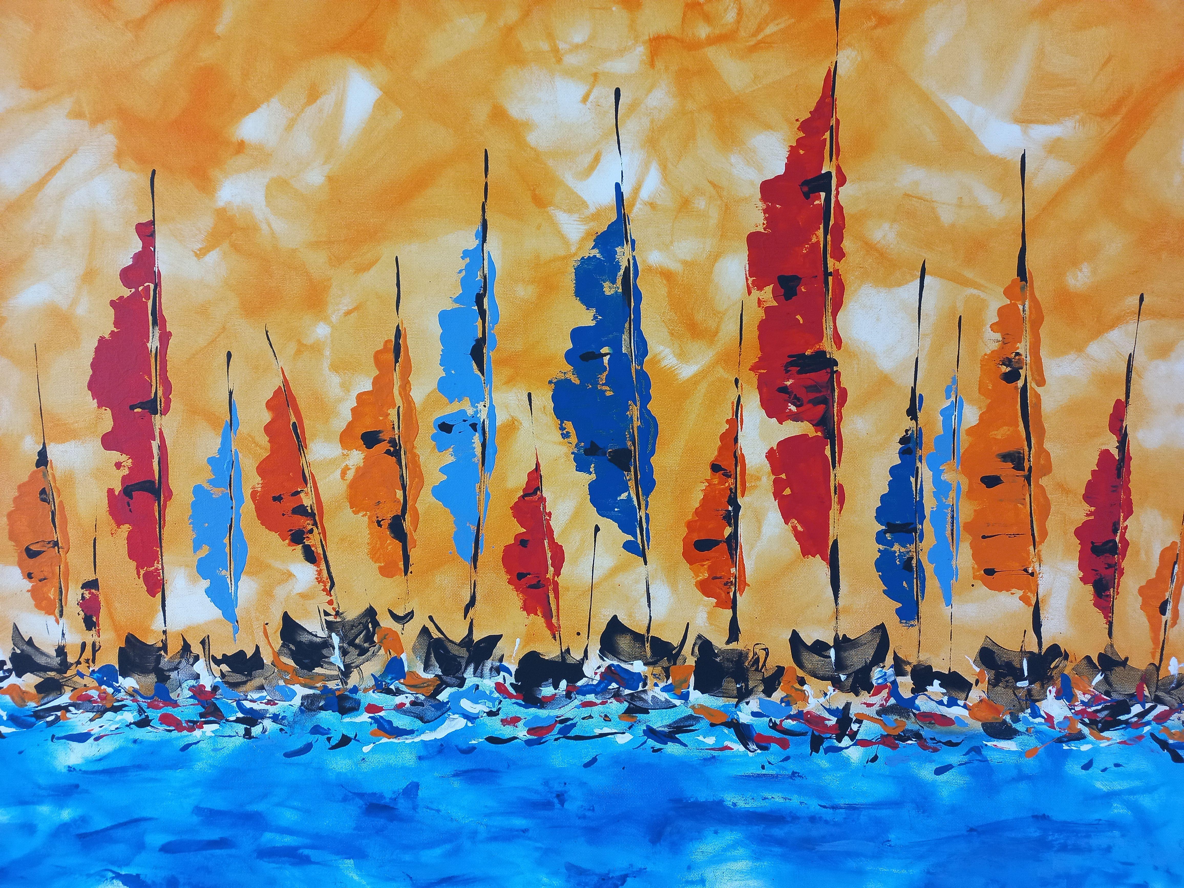 Regatta 7 by M.Y., Painting, Acrylic on Canvas For Sale 2