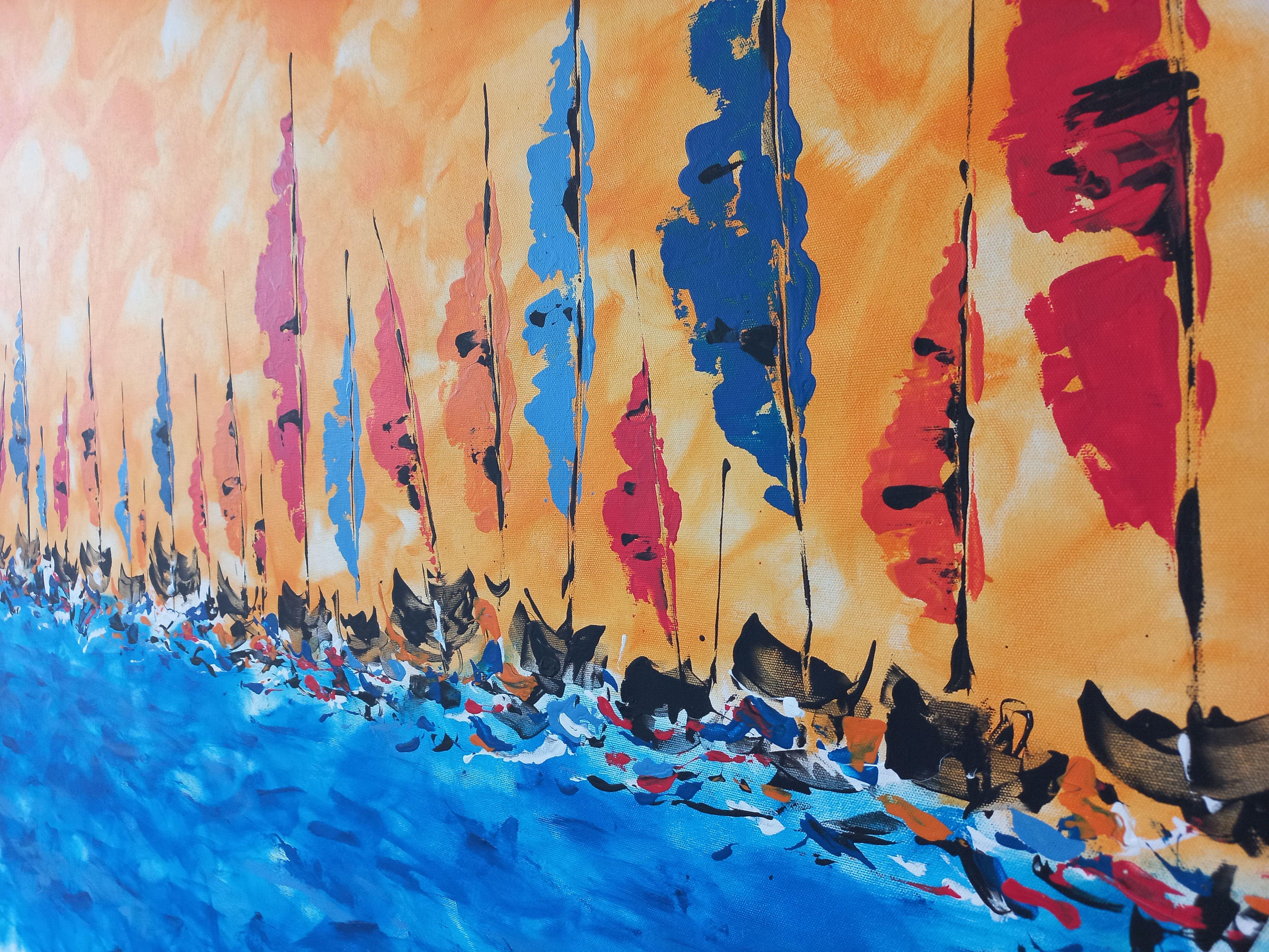 Regatta 7 by M.Y., Painting, Acrylic on Canvas For Sale 3