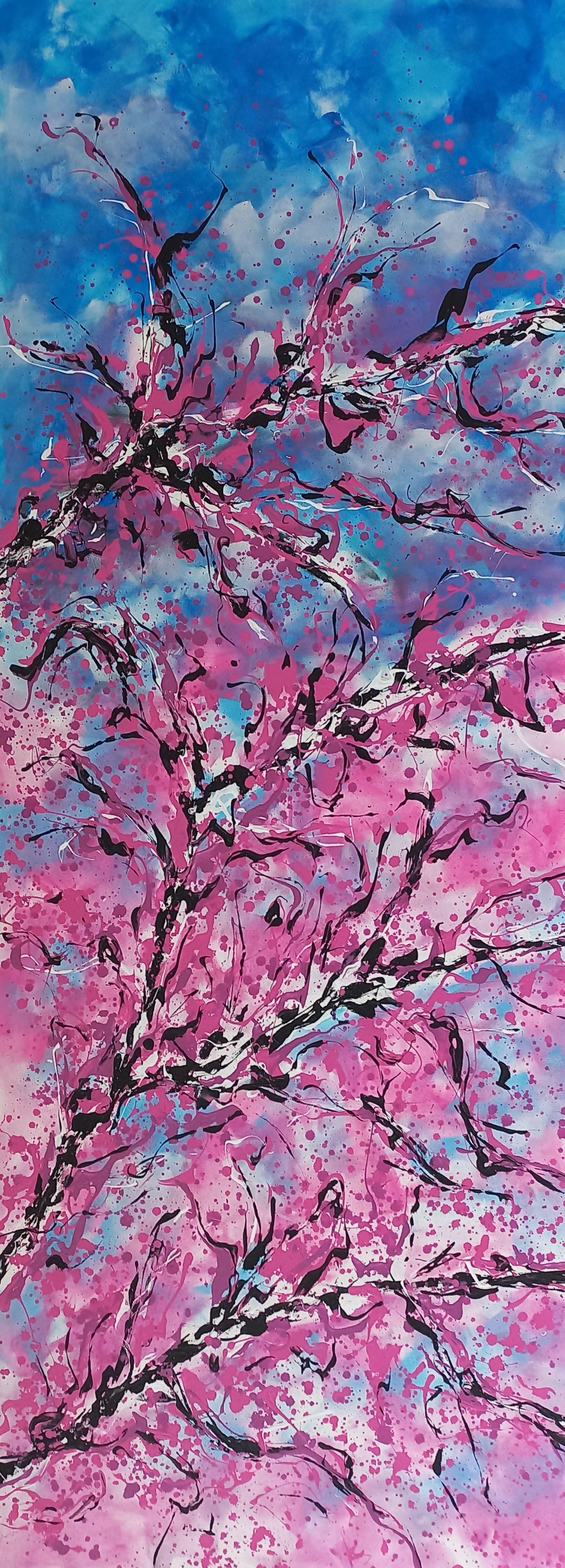 SAKURA Diptychon von M.Y., Gemälde, Acryl auf Leinwand (Abstrakter Expressionismus), Painting, von Max Yaskin