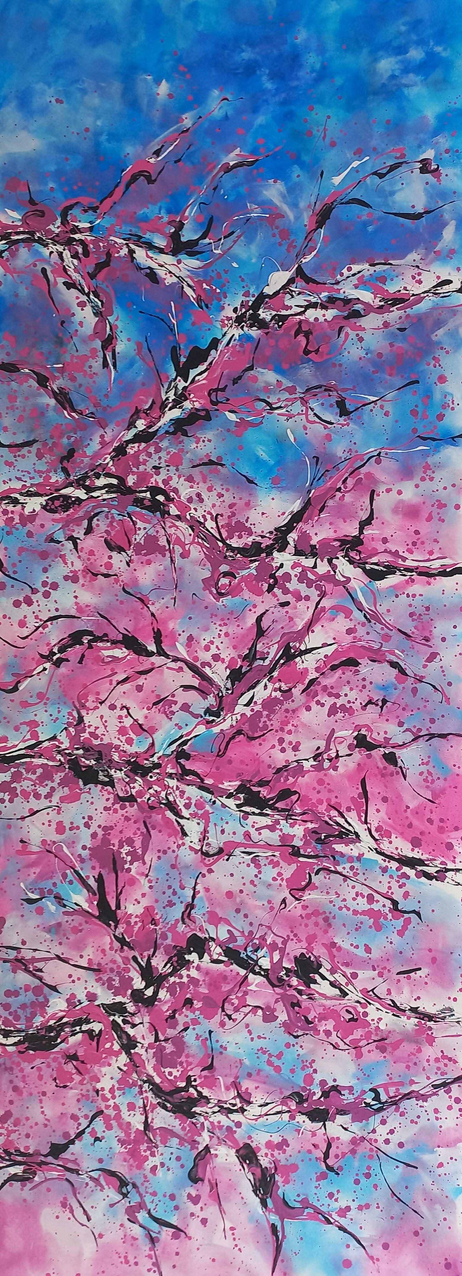 Die Gesamtgröße 140cm x 200cm (55,10in x78,70in) Die Endgröße jedes Gemäldes ist 70cm x 200cm (27,55in x78,70in) ungespannt, ohne Rahmen.  Die ursprüngliche Größe der Leinwand 162cm x 214cm (63,80in x 84,20in). (81cm x 214cm-2pcs)das Gemälde ist mit