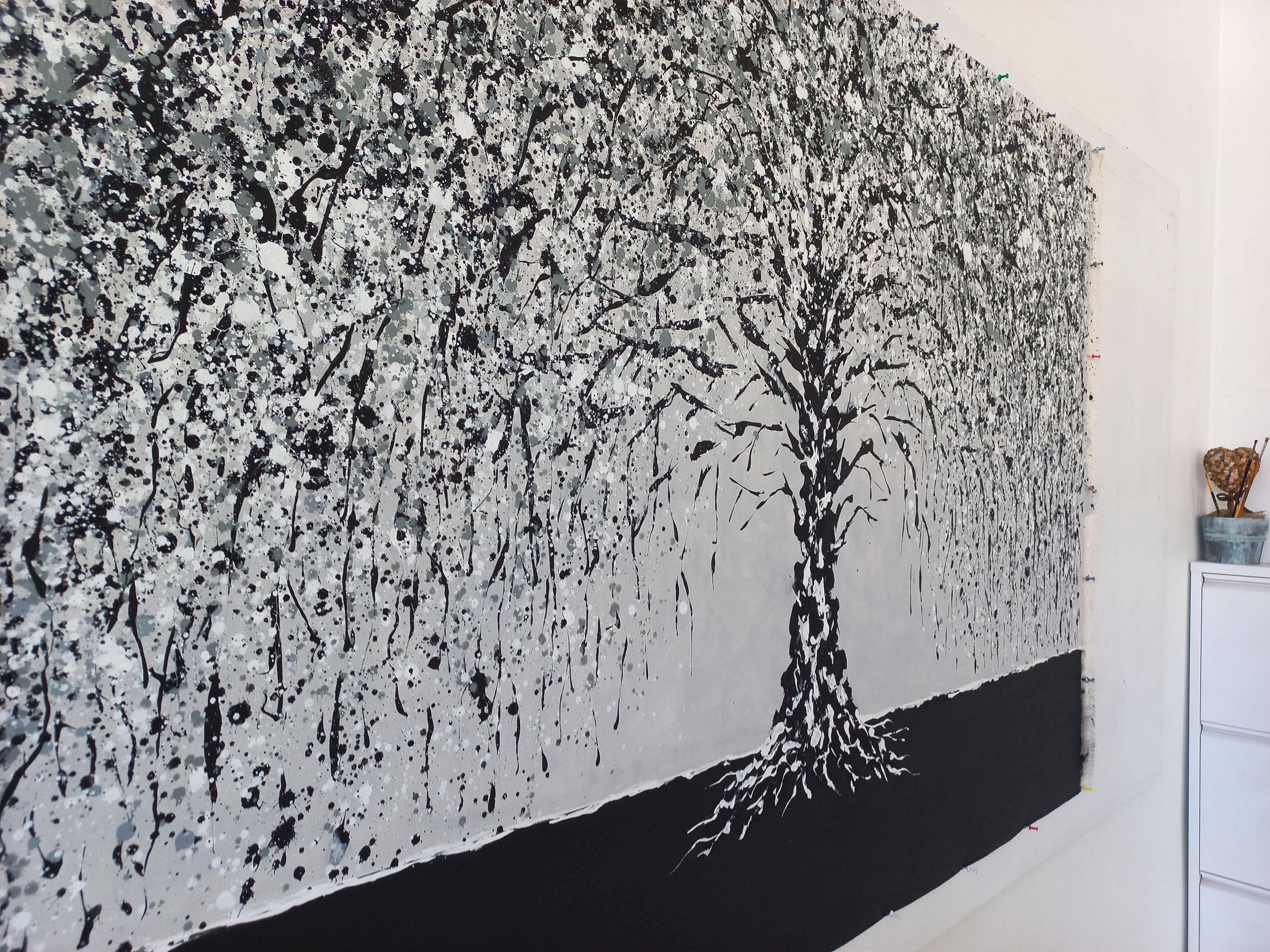 Silver Tree by M.Y., Painting, Acrylic on Canvas For Sale 1
