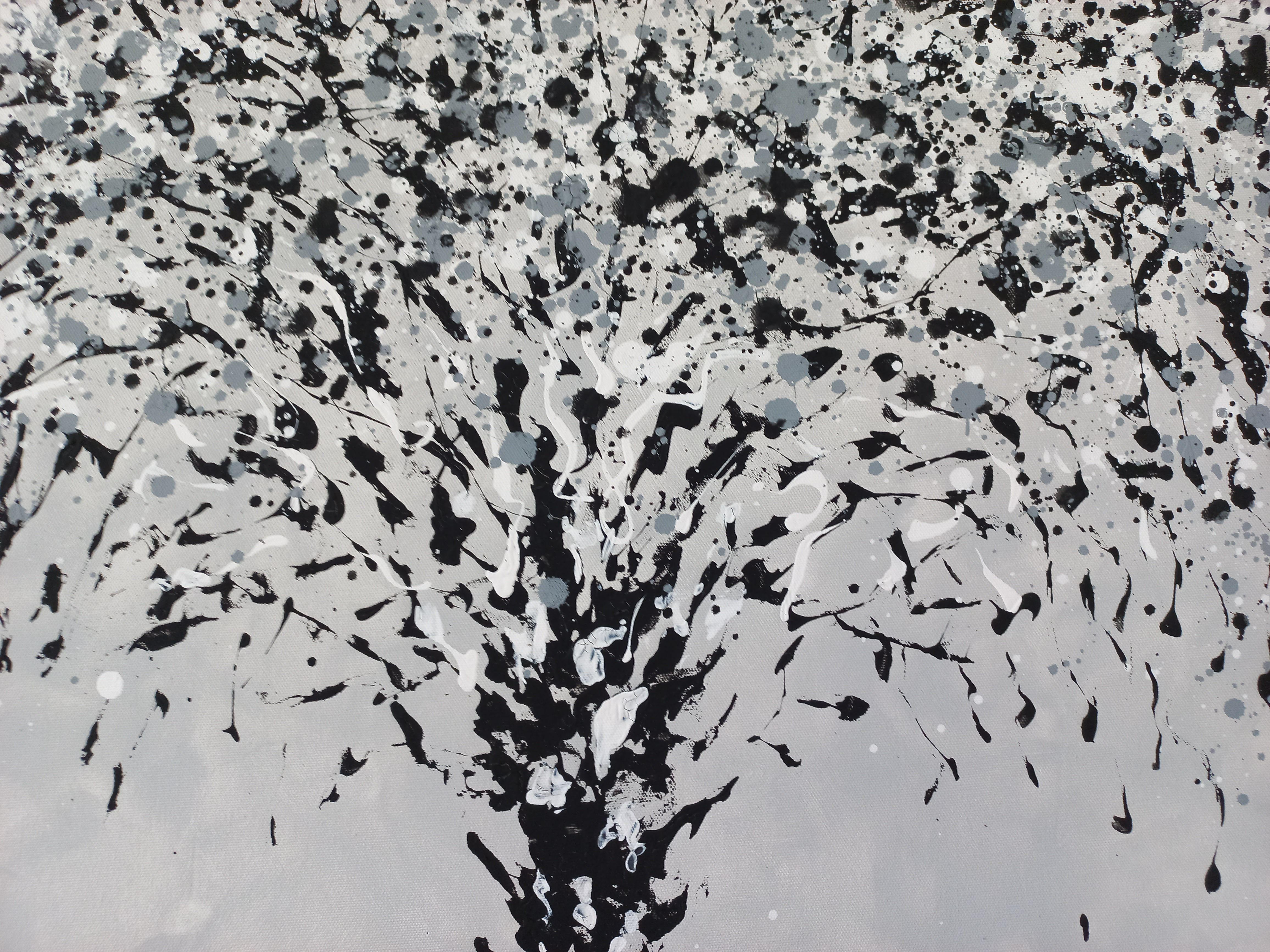 Peinture - Tree d'argent de M.Y., acrylique sur toile - Abstrait Painting par Max Yaskin