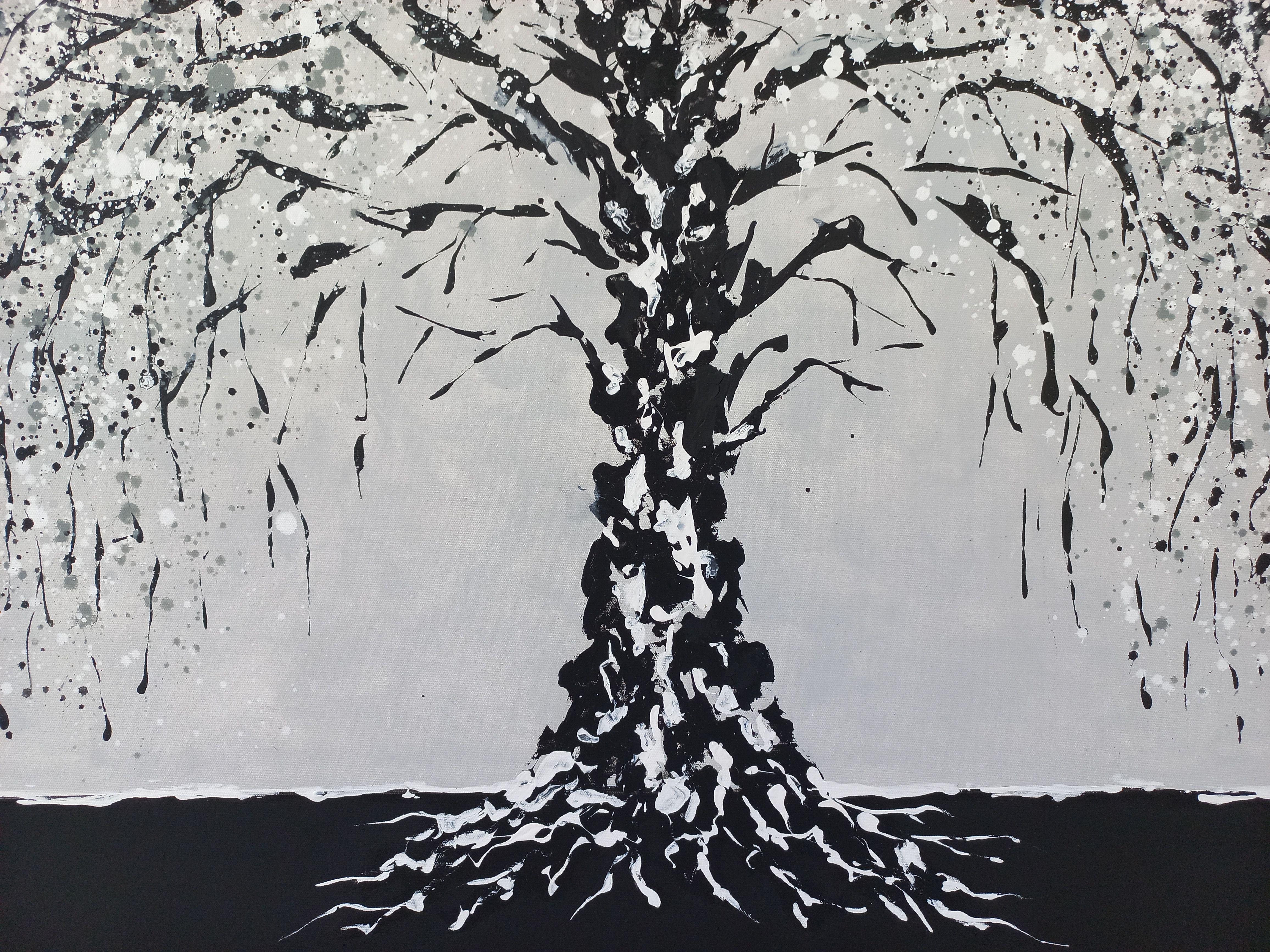 Silver Tree by M.Y., Painting, Acrylic on Canvas For Sale 2