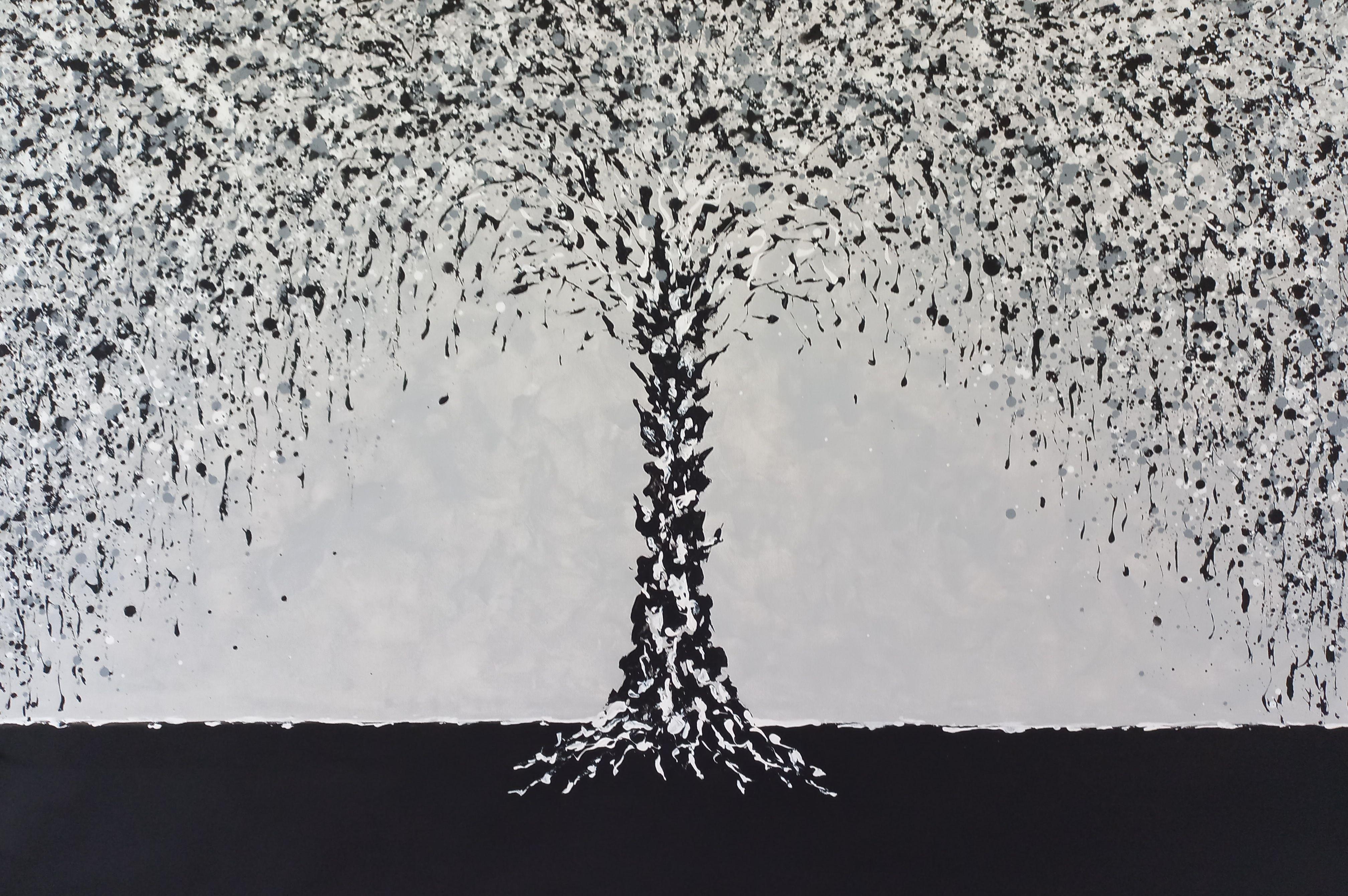 Max Yaskin Abstract Painting - Silver Tree by M.Y., Painting, Acrylic on Canvas