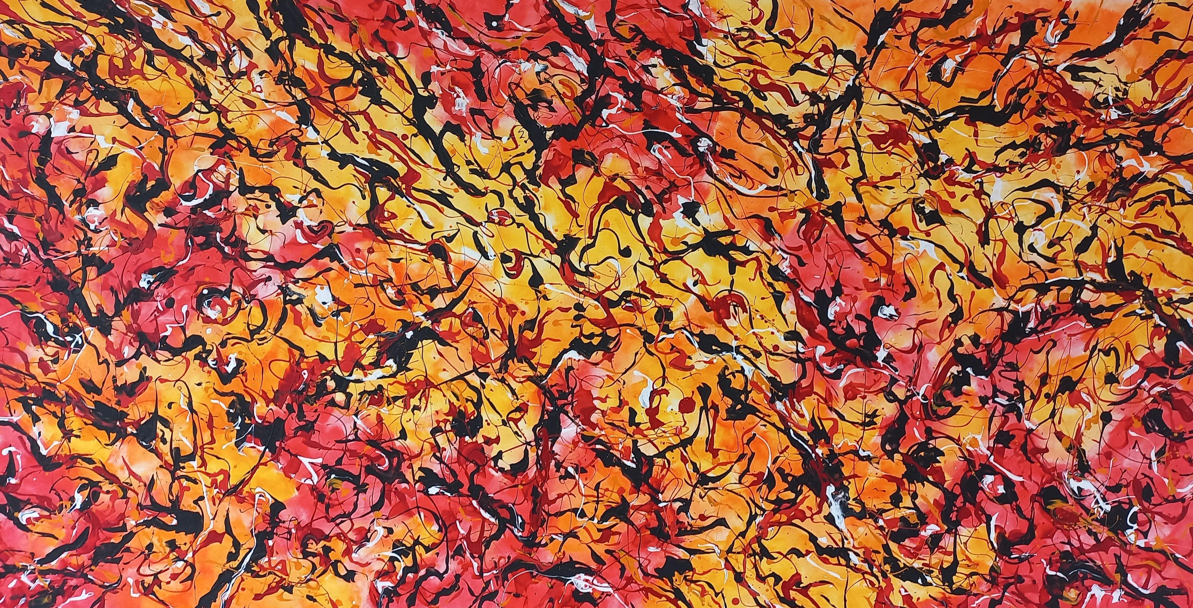 Painting size 100cm x 200cm (39,40in x 78,70in) un-stretched, no frame.  The original size of the canvas 111cm x 213cm (43,70in x 83,80in). the painting is with extra canvas on the sides for stretching.  The real color of the painting, maybe