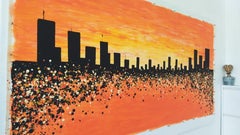 Sunset in New York 2 by M.Y., Painting, Acrylic on Canvas