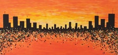 Sunset in New York 2 by M.Y., Painting, Acrylic on Canvas