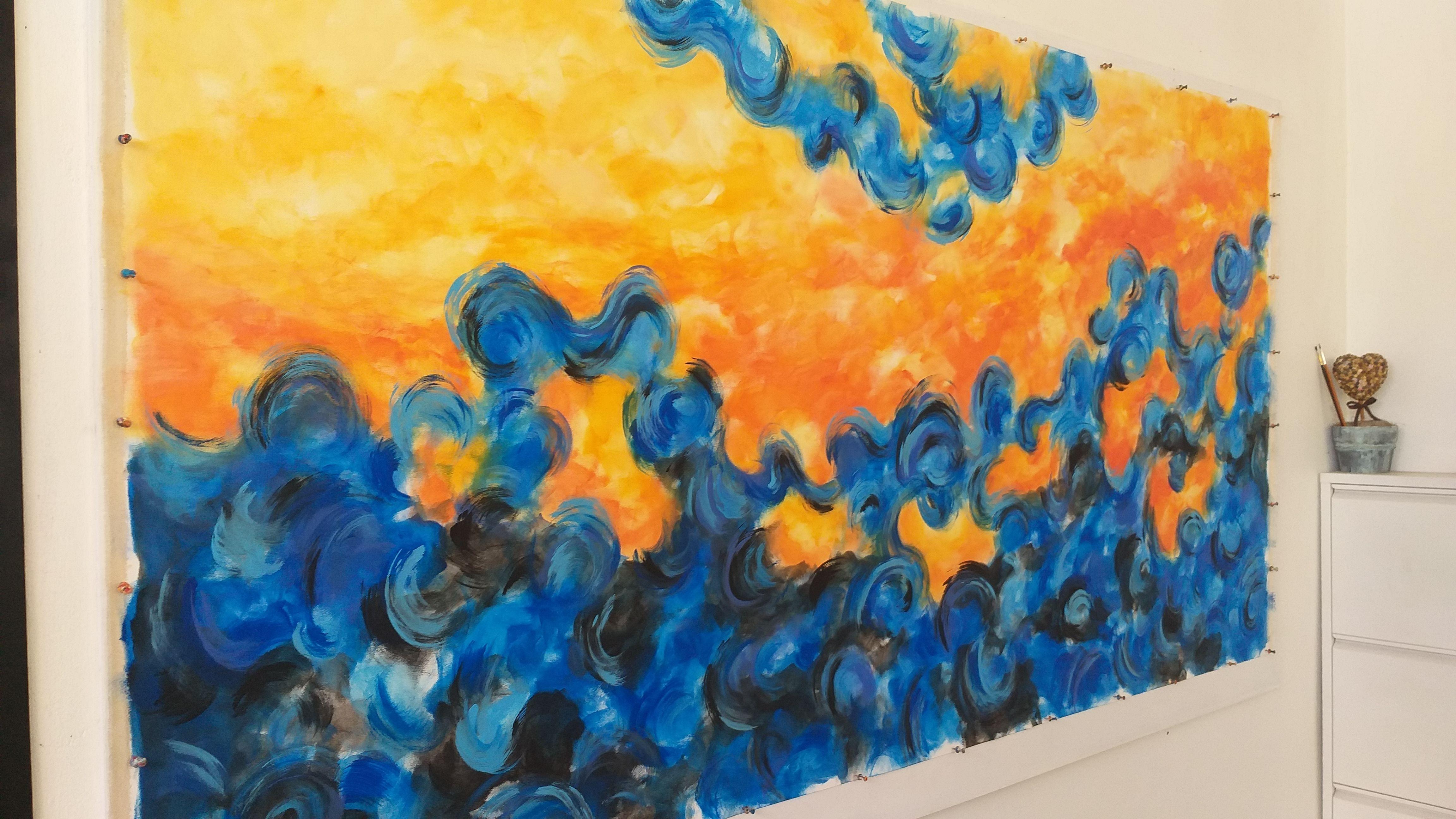 Waves in the sky by M.Y., Painting, Acrylic on Canvas For Sale 1