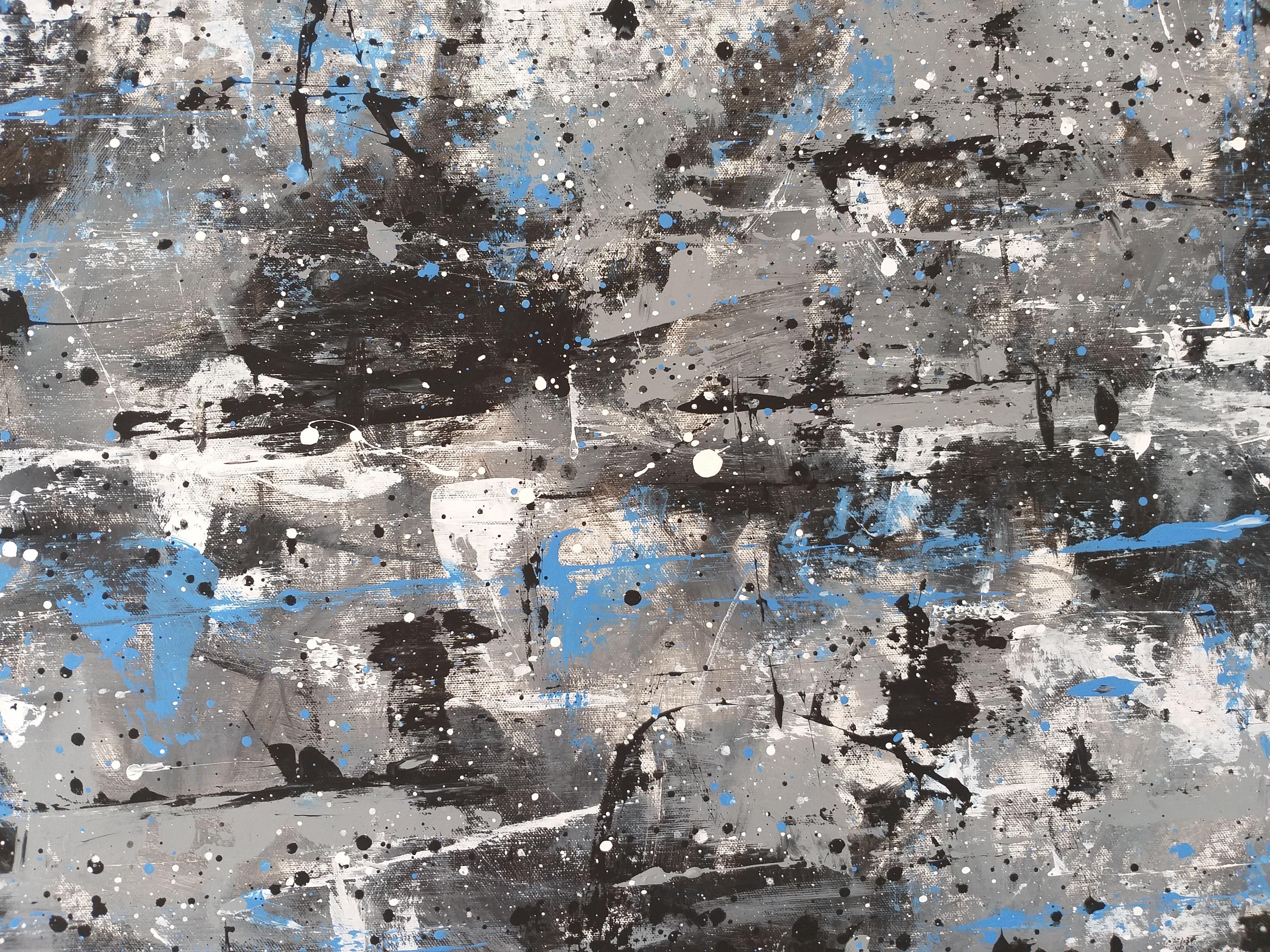 Winter von M.Y., Gemälde, Acryl auf Leinwand (Grau), Abstract Painting, von Max Yaskin