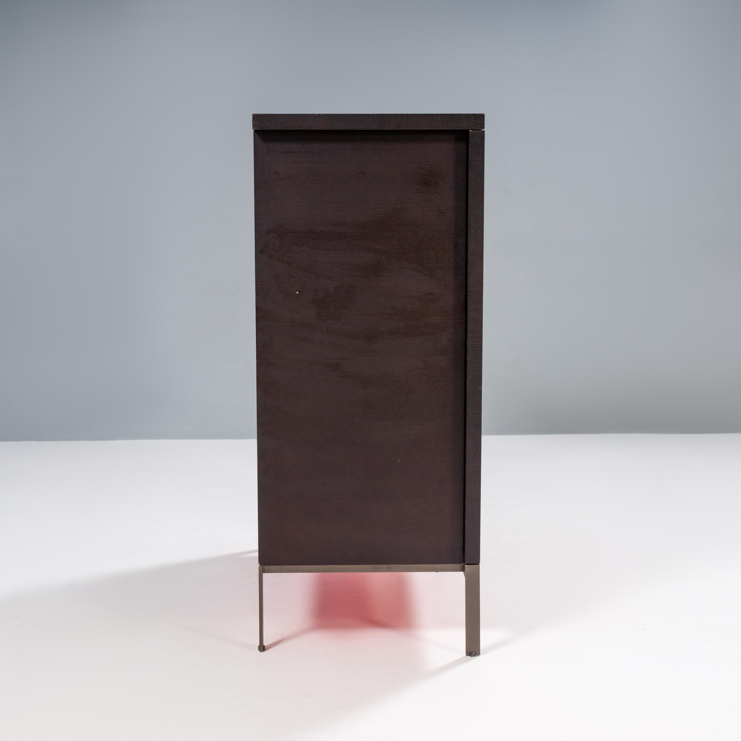 Maxalto B&B Italia Mida Dark Oak and Red Cabinet In Good Condition For Sale In London, GB