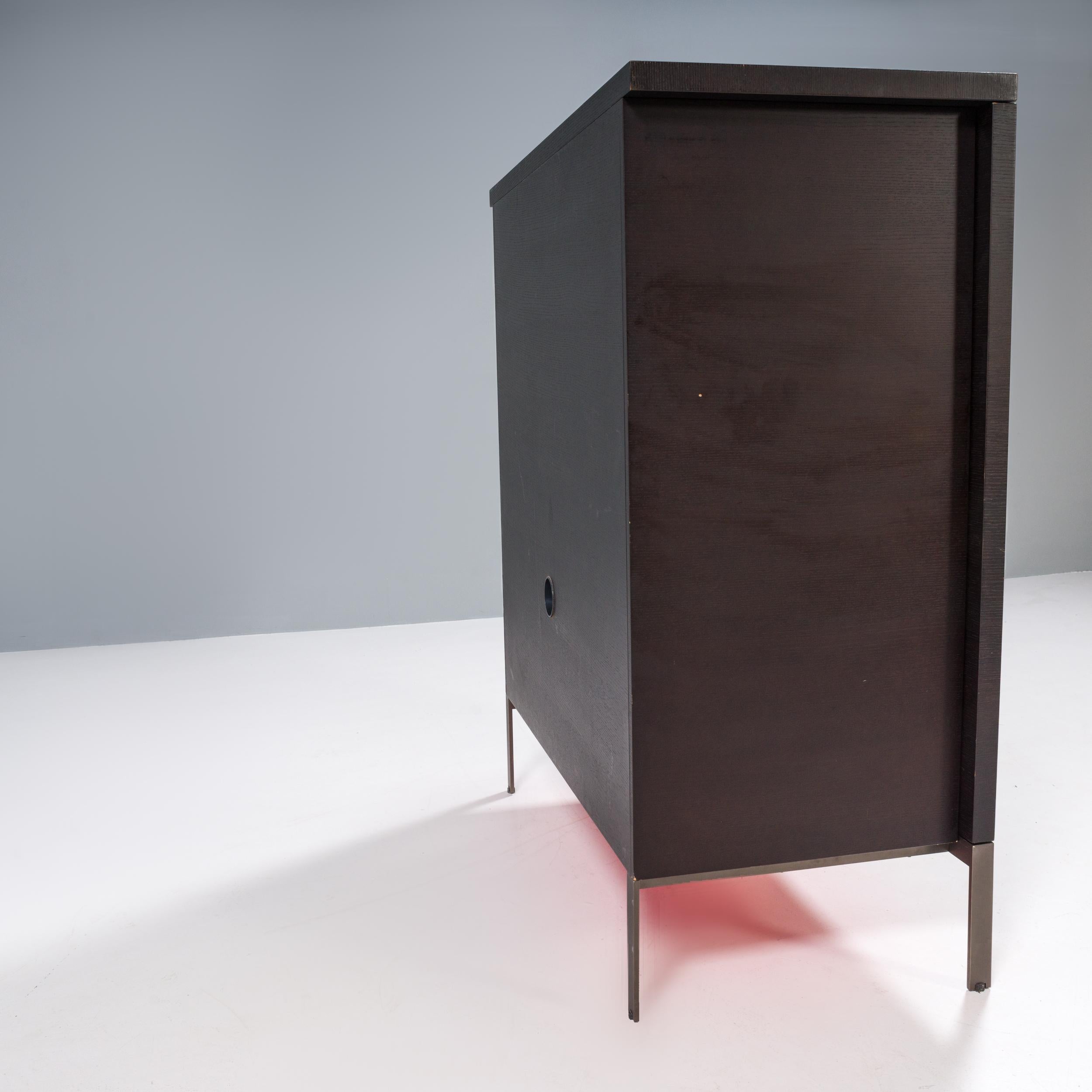 Contemporary Maxalto B&B Italia Mida Dark Oak and Red Cabinet For Sale