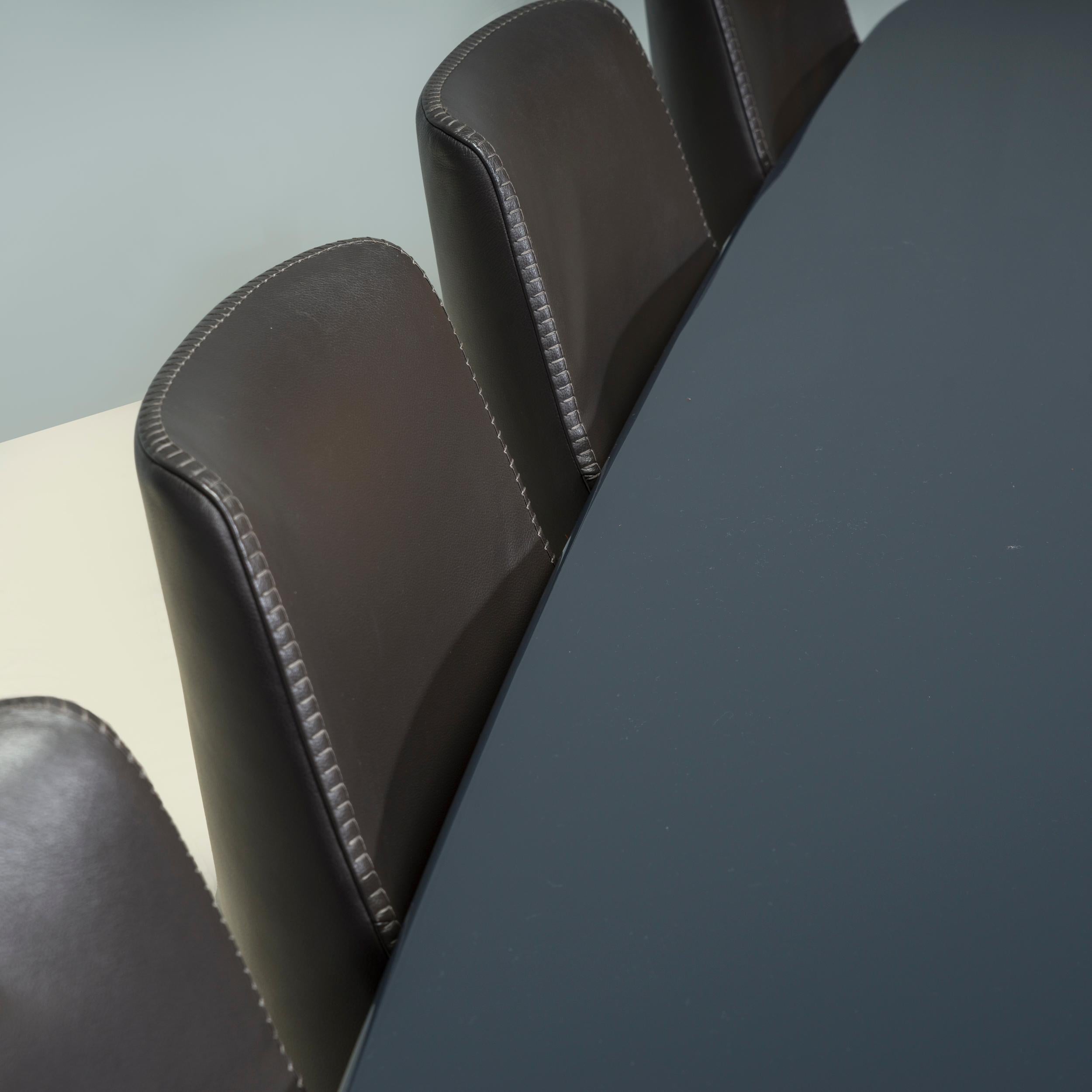 Maxalto by Antonio Citterio Febo Brown Leather Dining Chair In Good Condition In Basildon, London