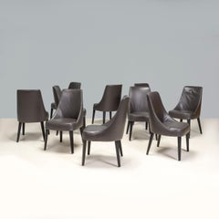 Maxalto by Antonio Citterio Febo Sillas de Comedor de Piel Marrón, Set de 10